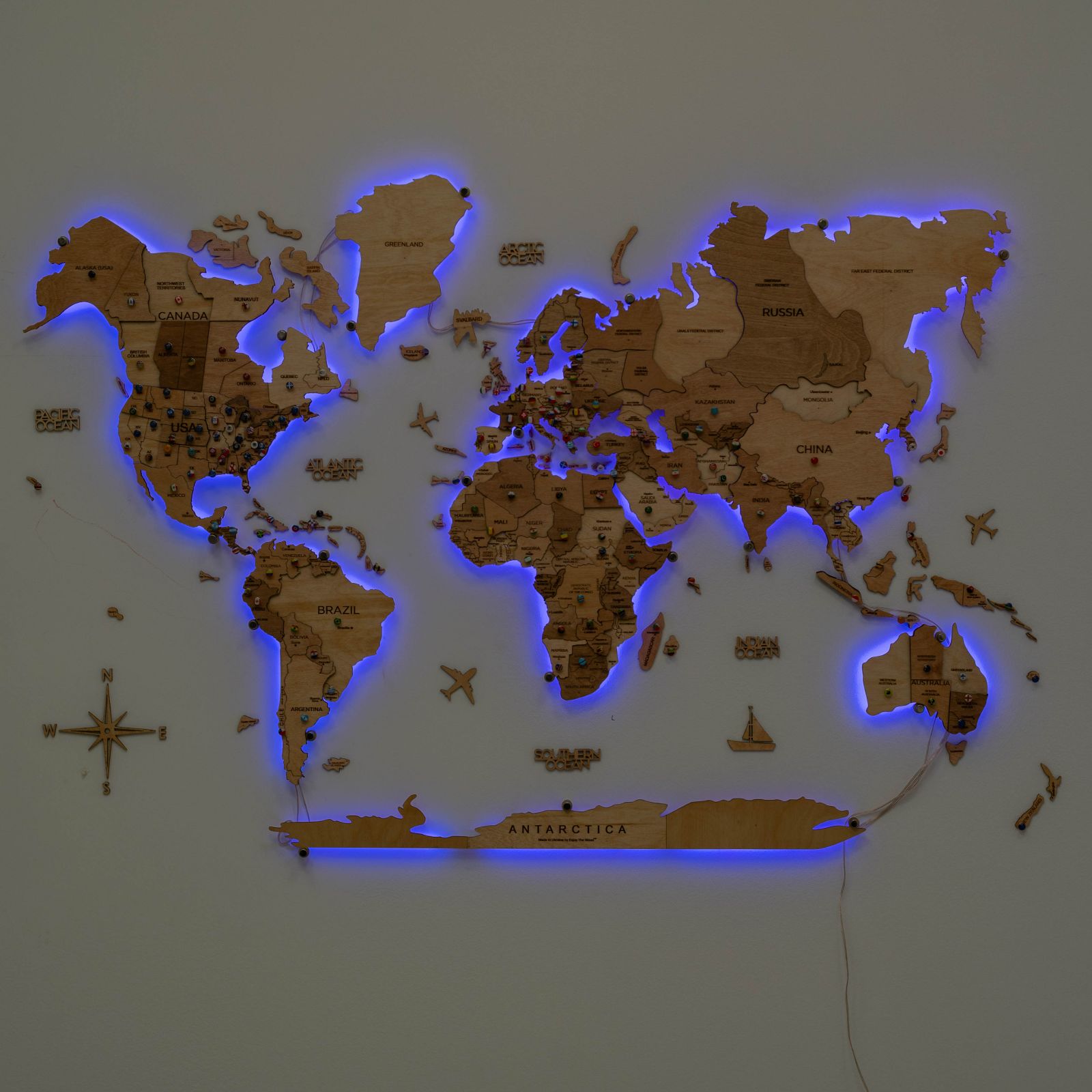 3D LED Wooden World Map 3.0 Light