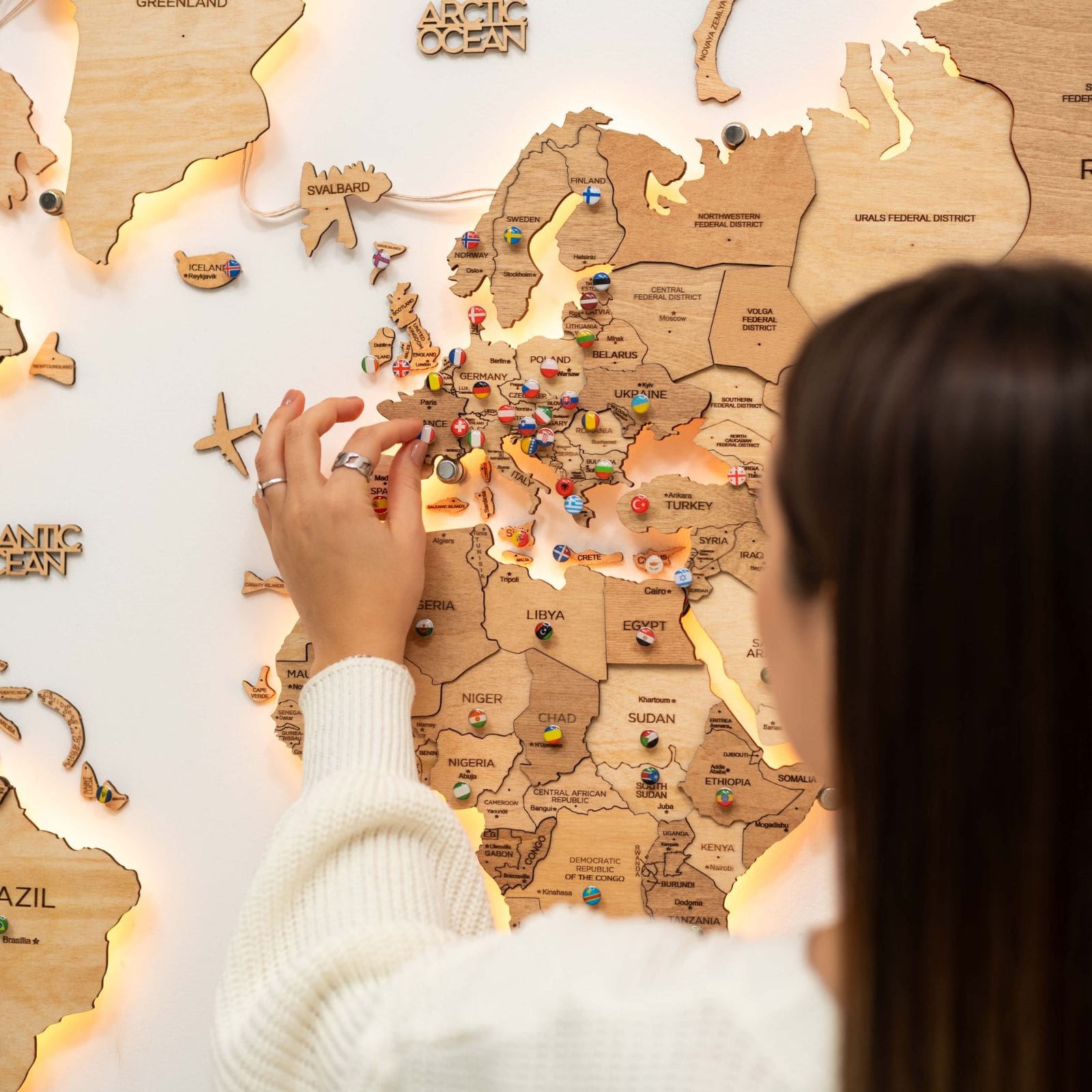 3D LED Wooden World Map 3.0 Light