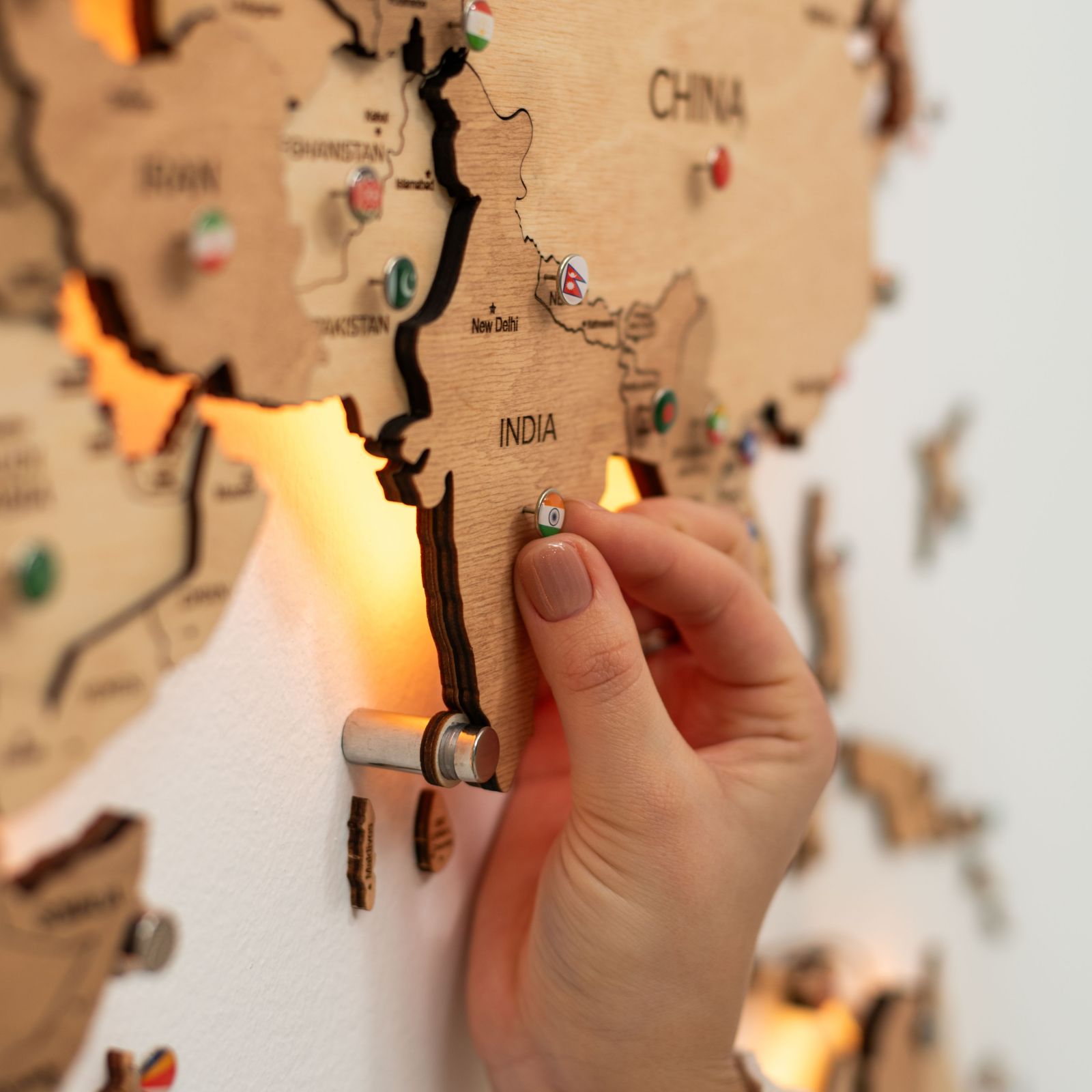 3D LED Wooden World Map 3.0 Light
