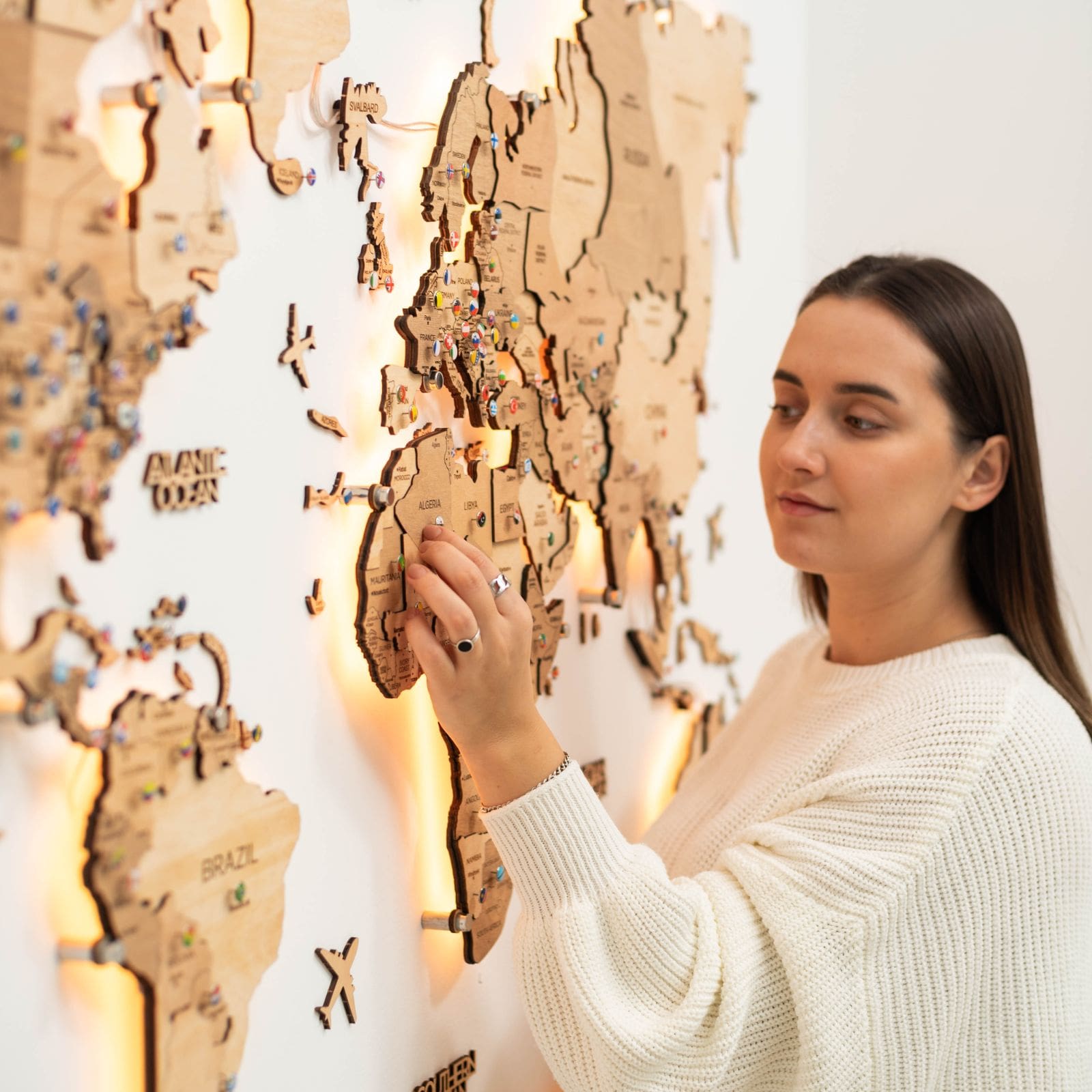 3D LED Wooden World Map 3.0 Light