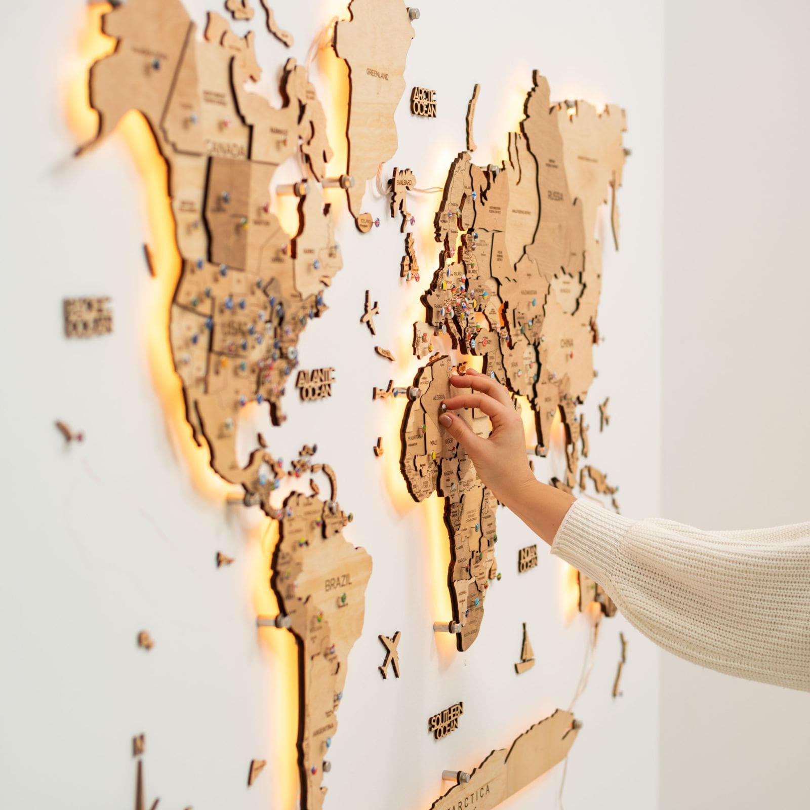 3D LED Wooden World Map 3.0 Light