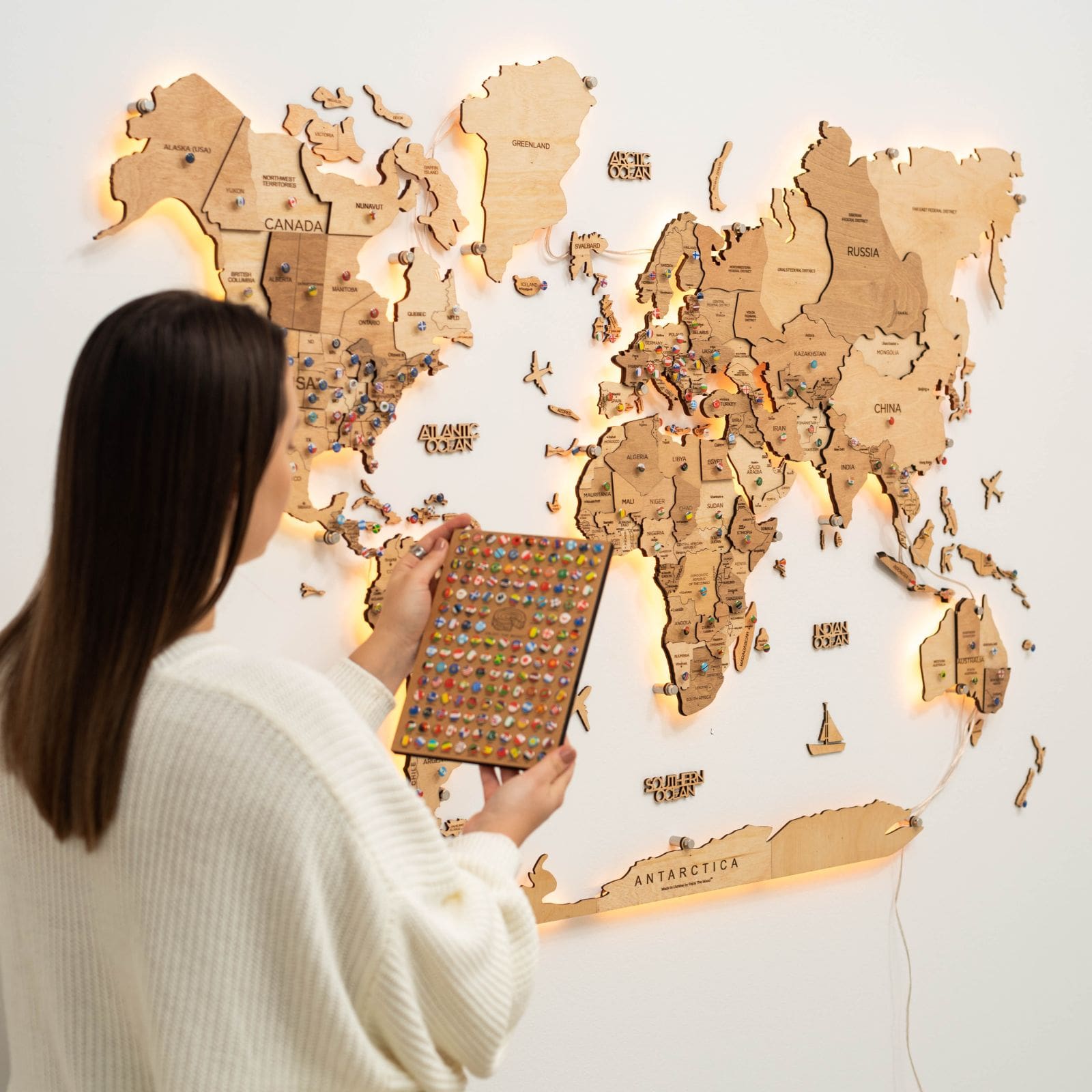 3D LED Wooden World Map 3.0 Light