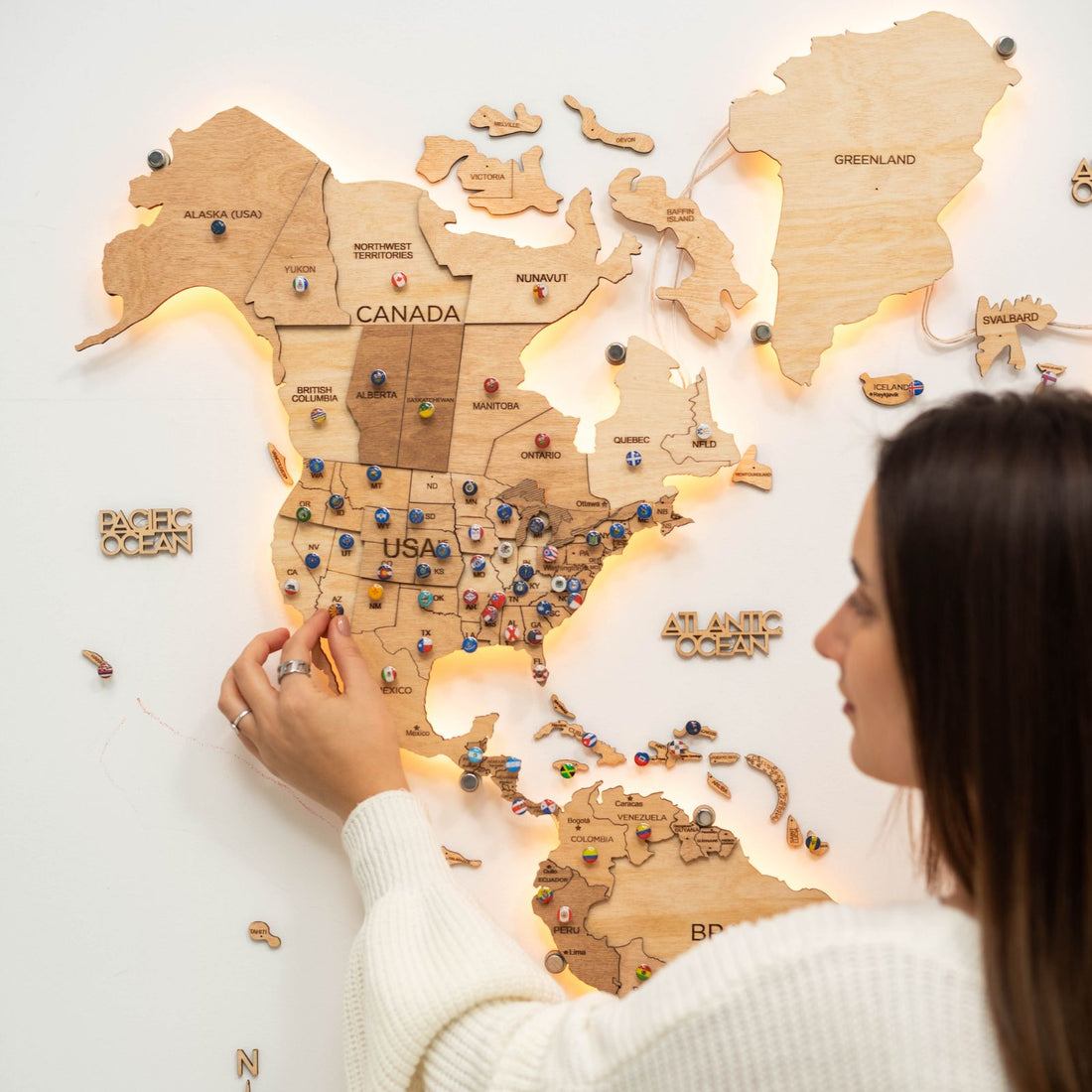 3D LED Wooden World Map 3.0 Light