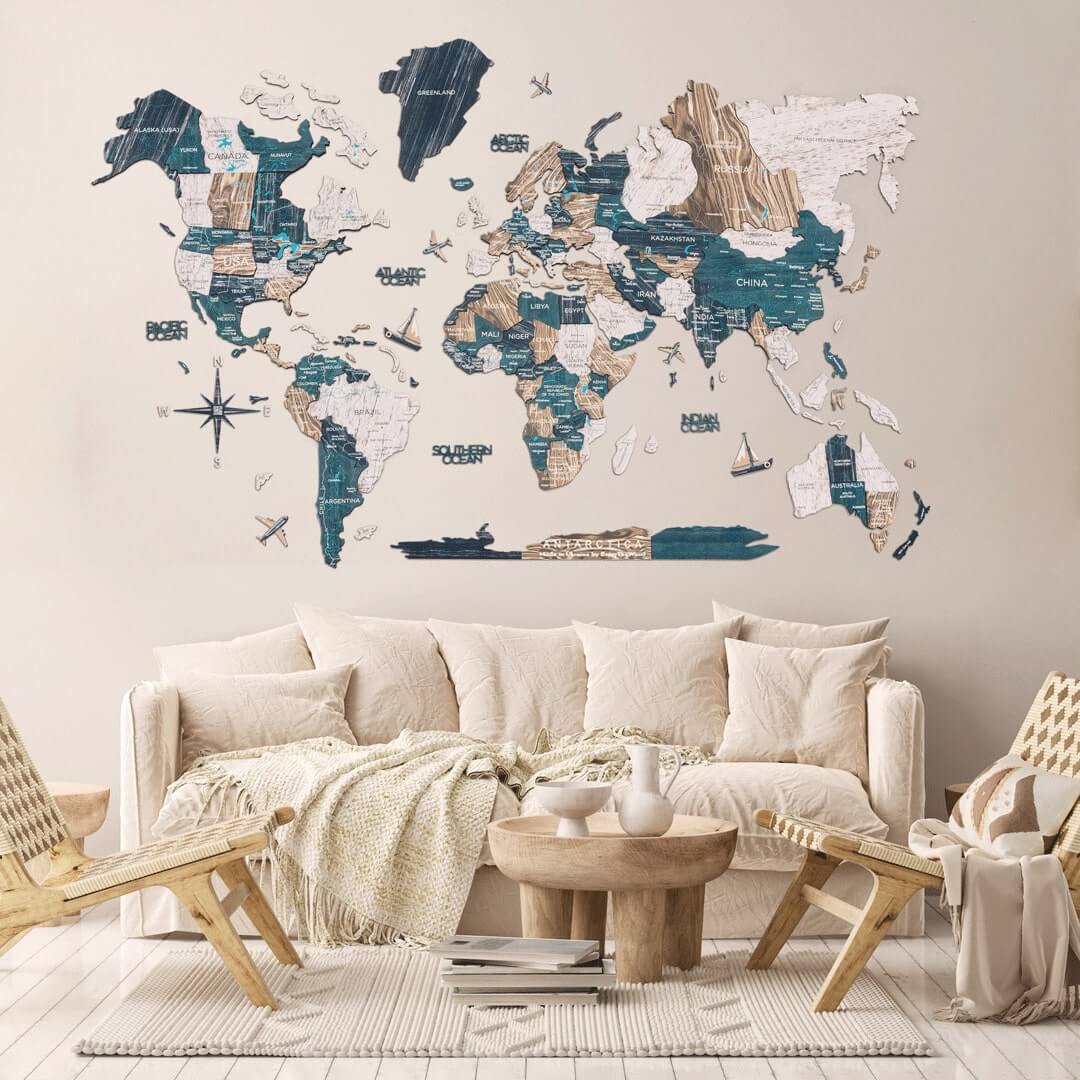 3D Luminous/Magnetic Colored Wooden World Map Mystery