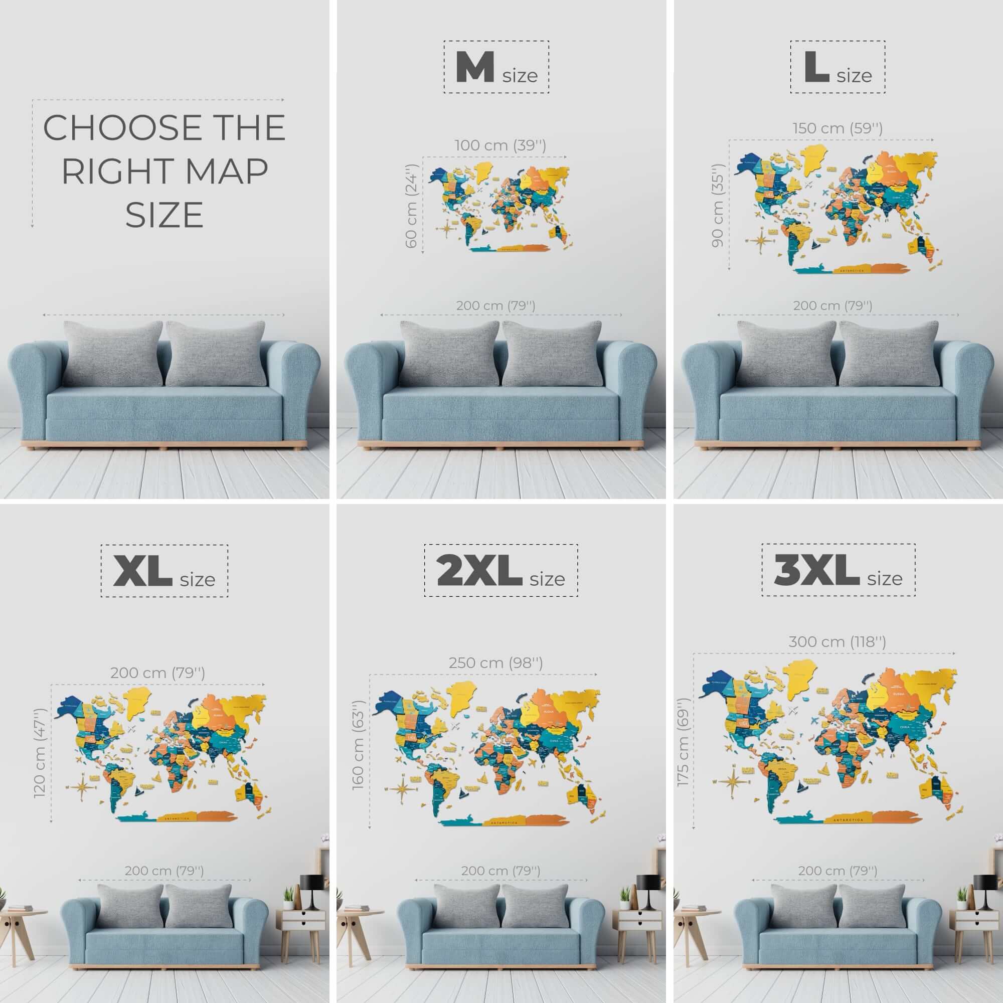 3D Luminous/Magnetic Colored Wooden World Map Indie