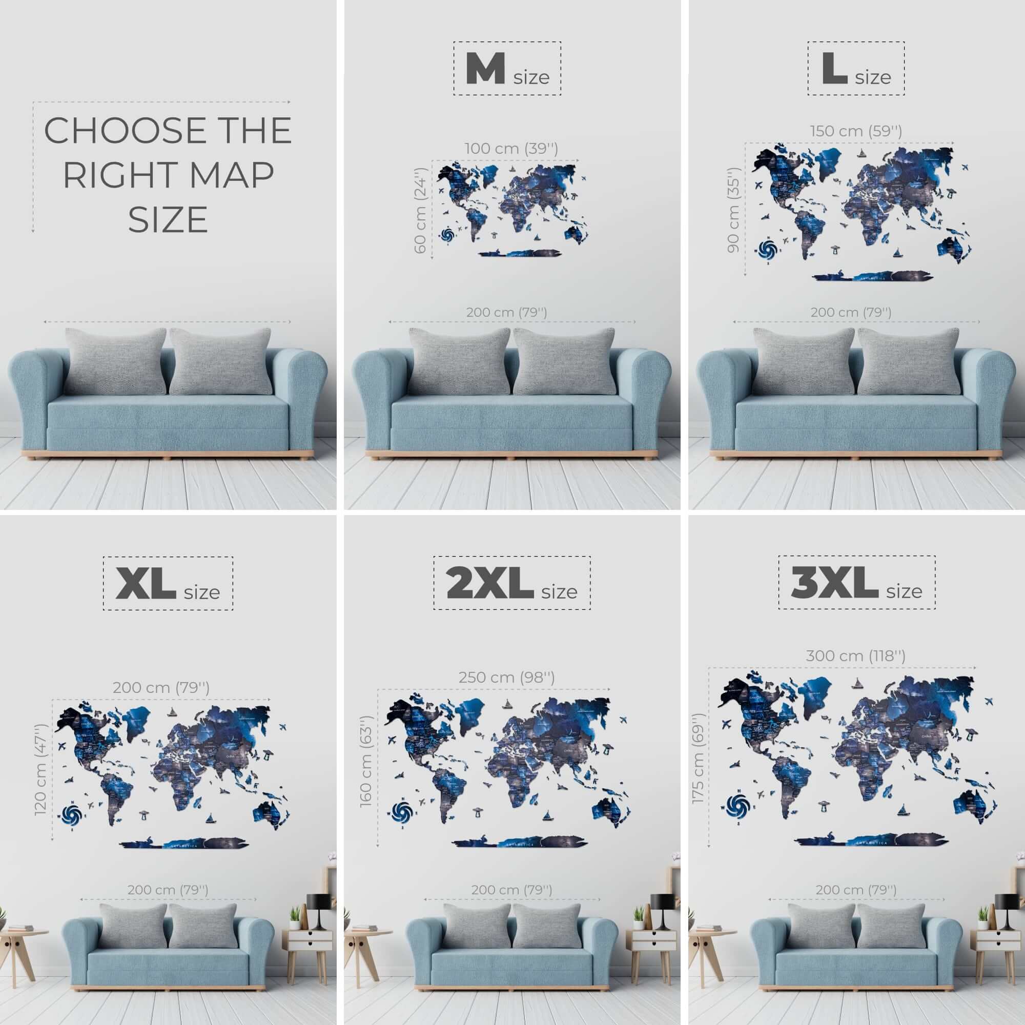 3D Wooden World Map Space