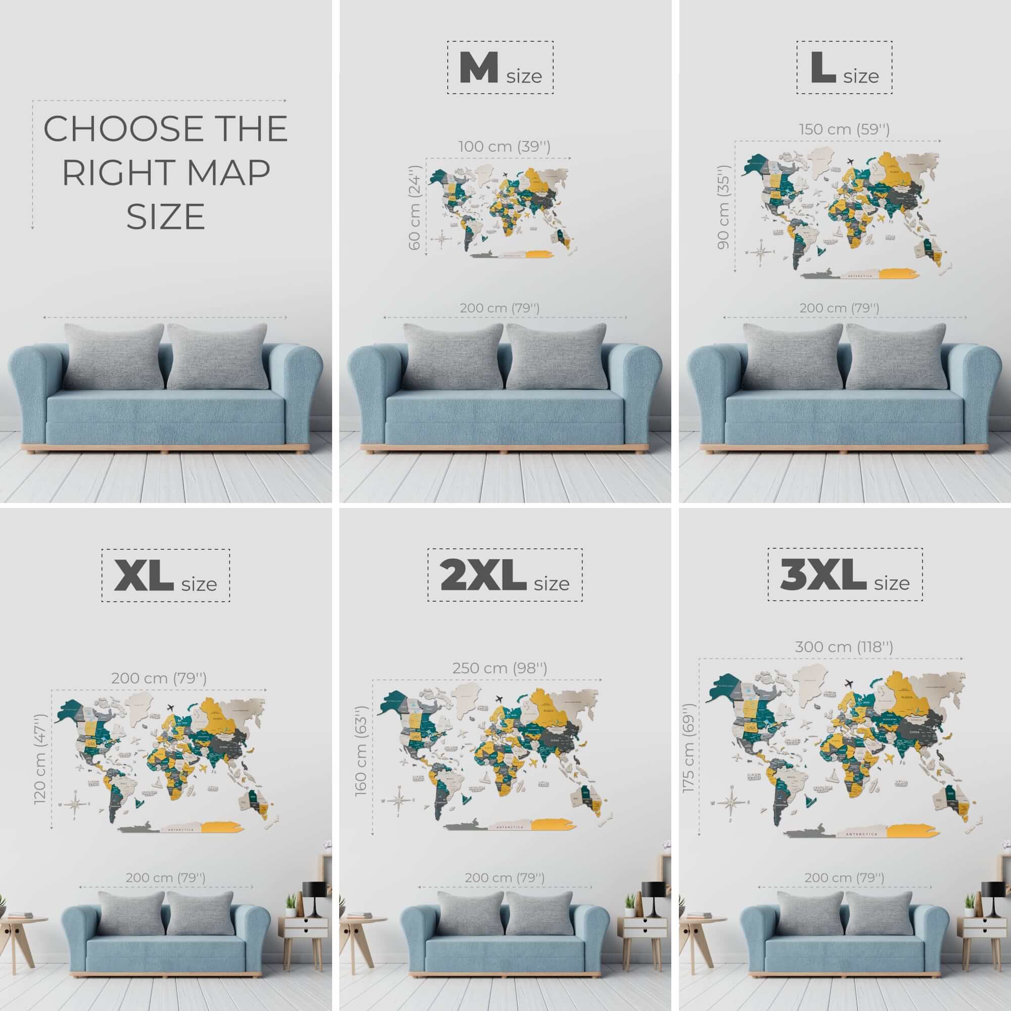 3D Wooden World Map Country