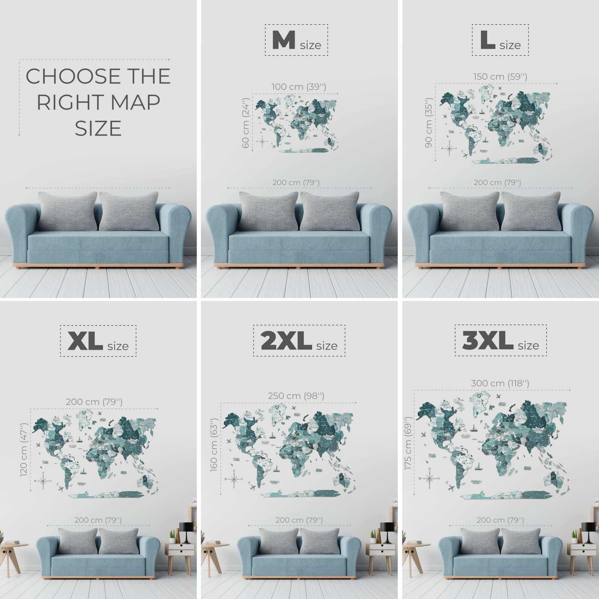 3D Wooden World Map Aurora