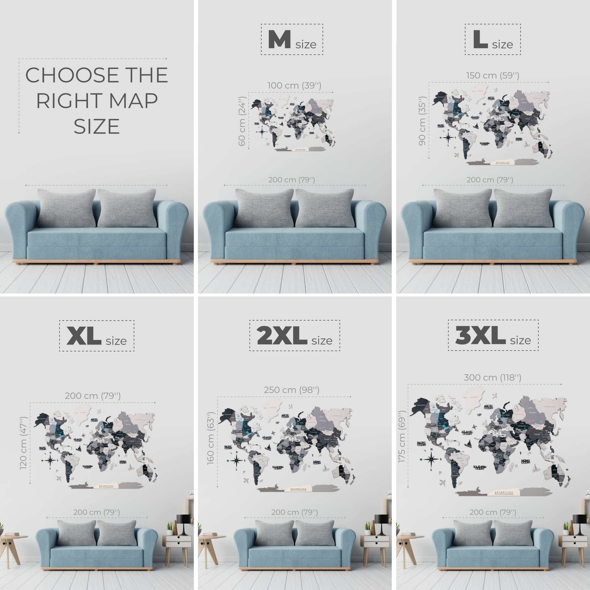 3D Luminous/Magnetic Colored Wooden World Map Nordik