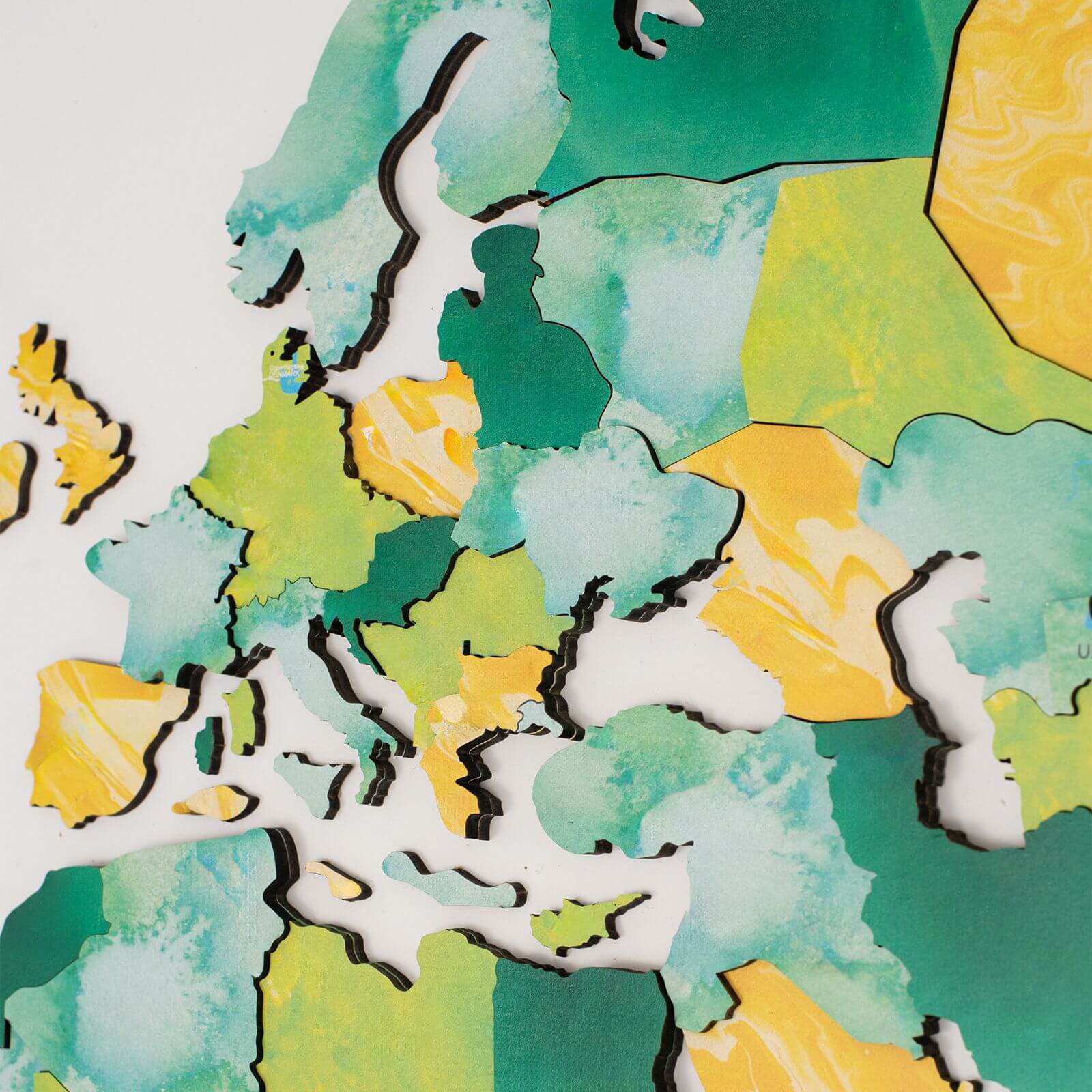 3D Wooden World Map Surface