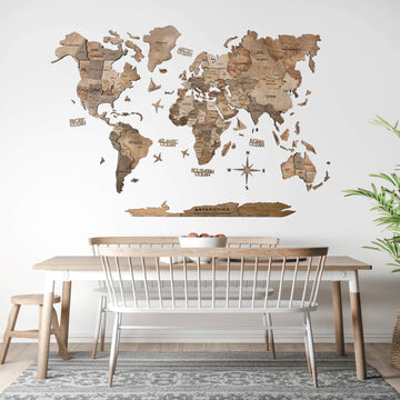 3D Wooden World Map Terra (for US only)