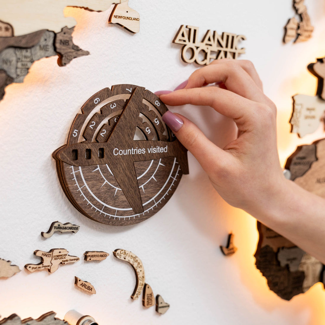 Travel Tracker 3D Wooden World Map