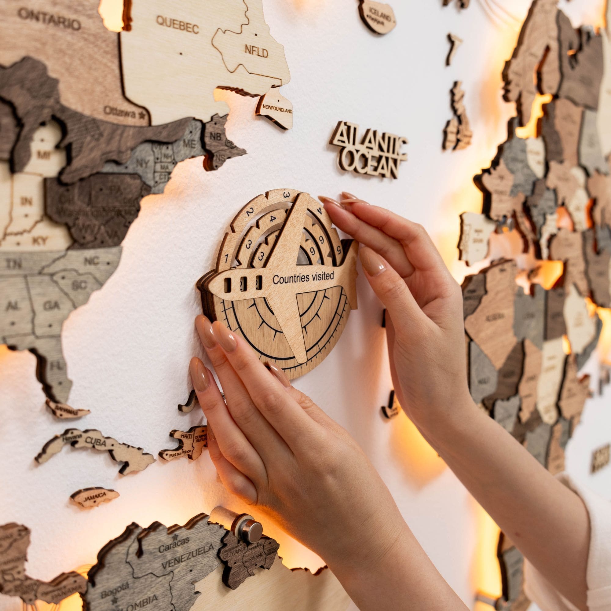 Travel Tracker 3D Wooden World Map
