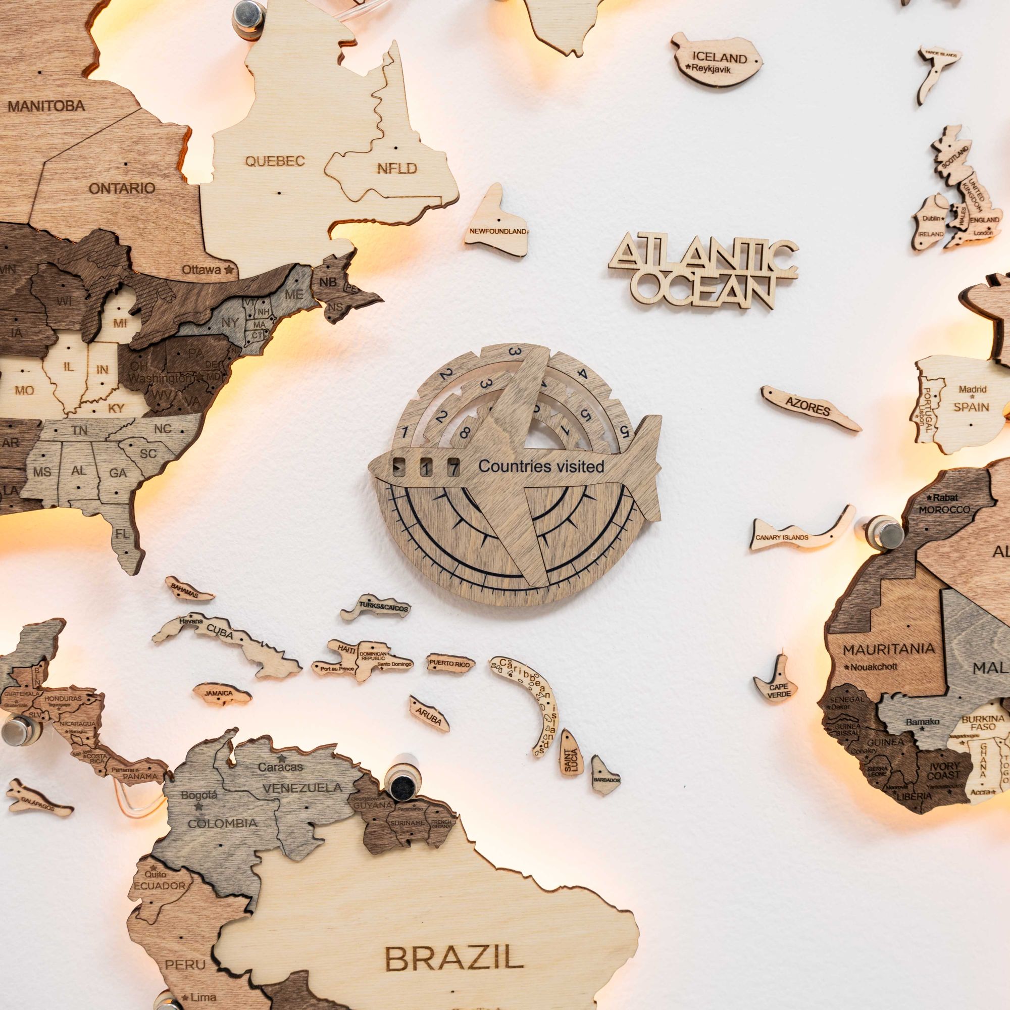Travel Tracker 3D Wooden World Map