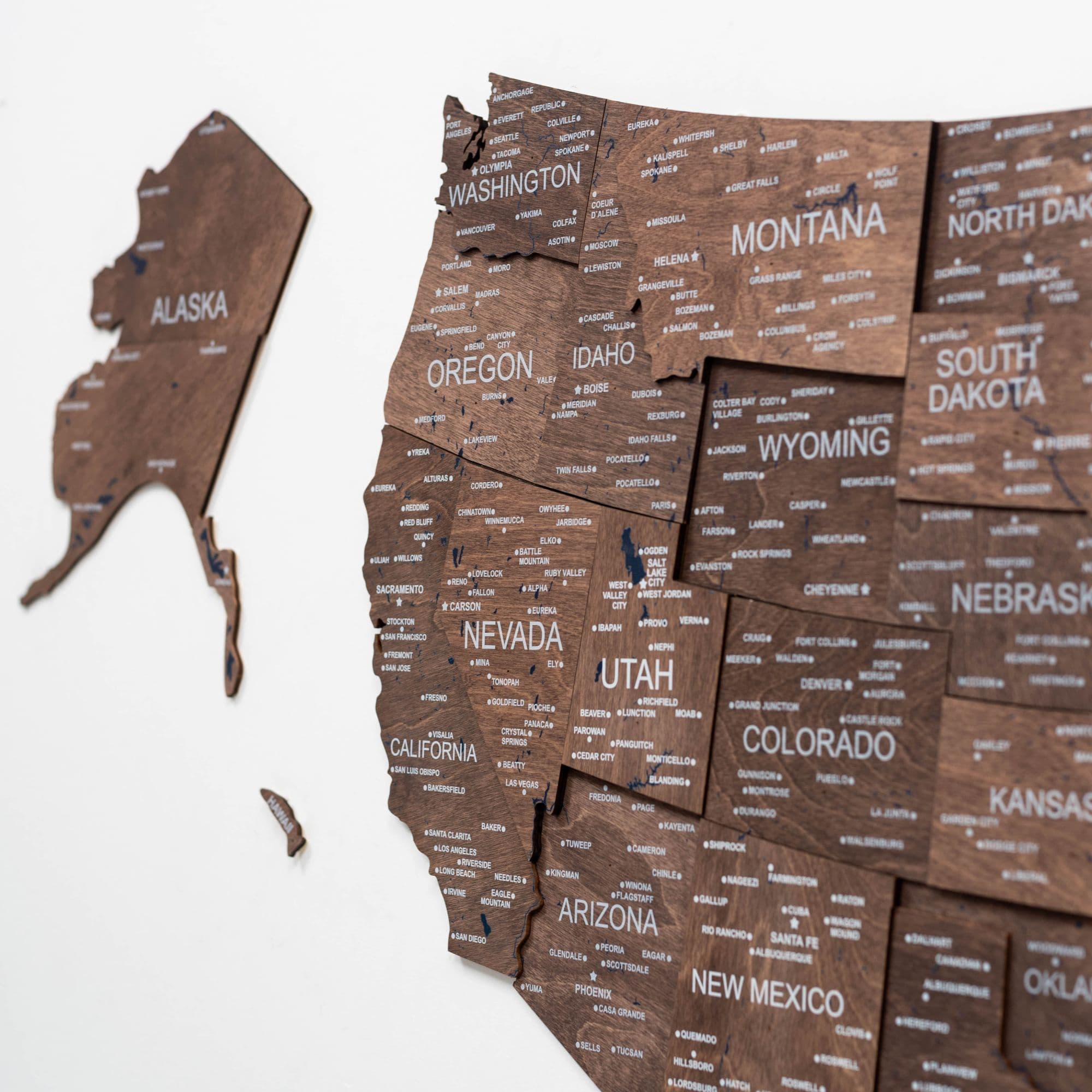 Wooden 3d Map of USA - Dark Walnut