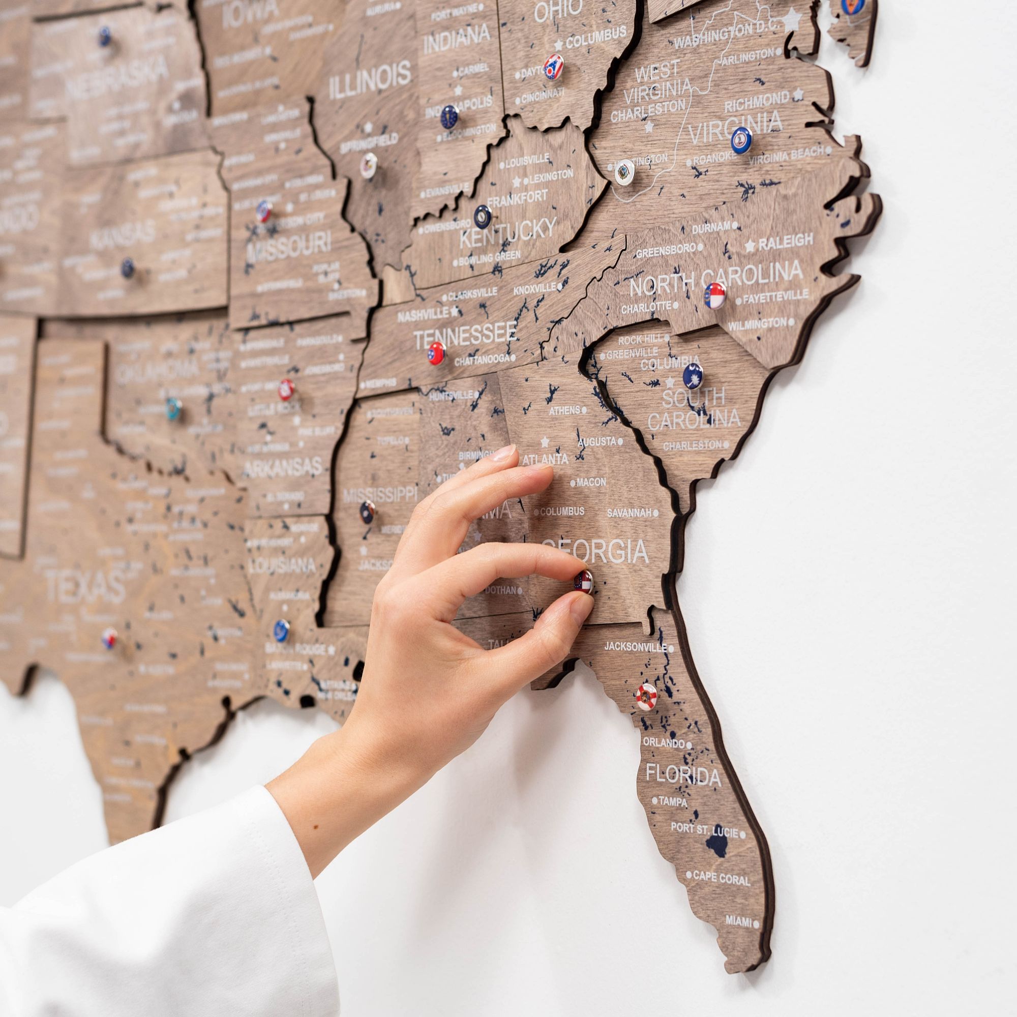 Wooden 3d Map of USA - Terra