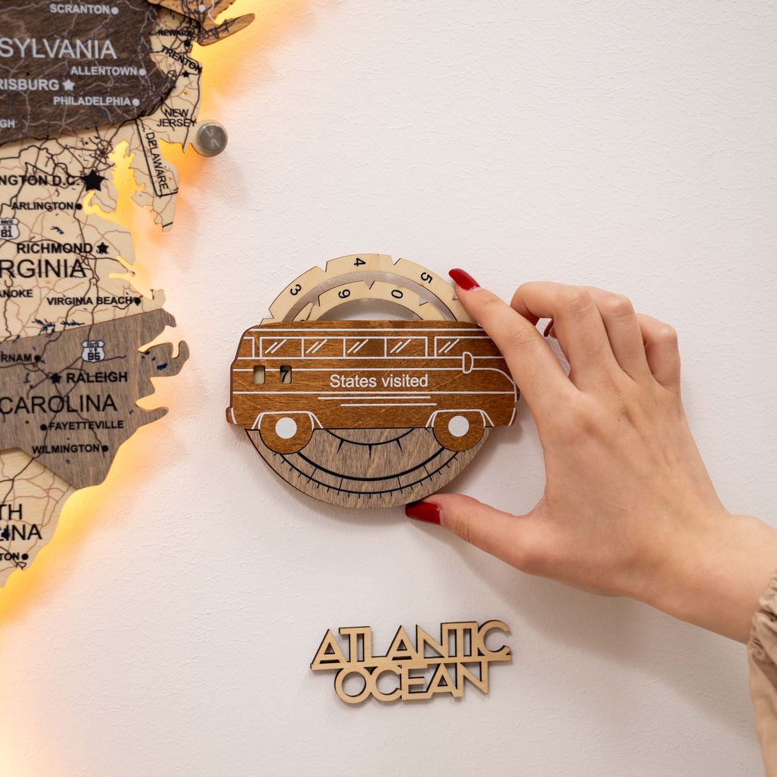 Travel Tracker 3D Wooden USA Map