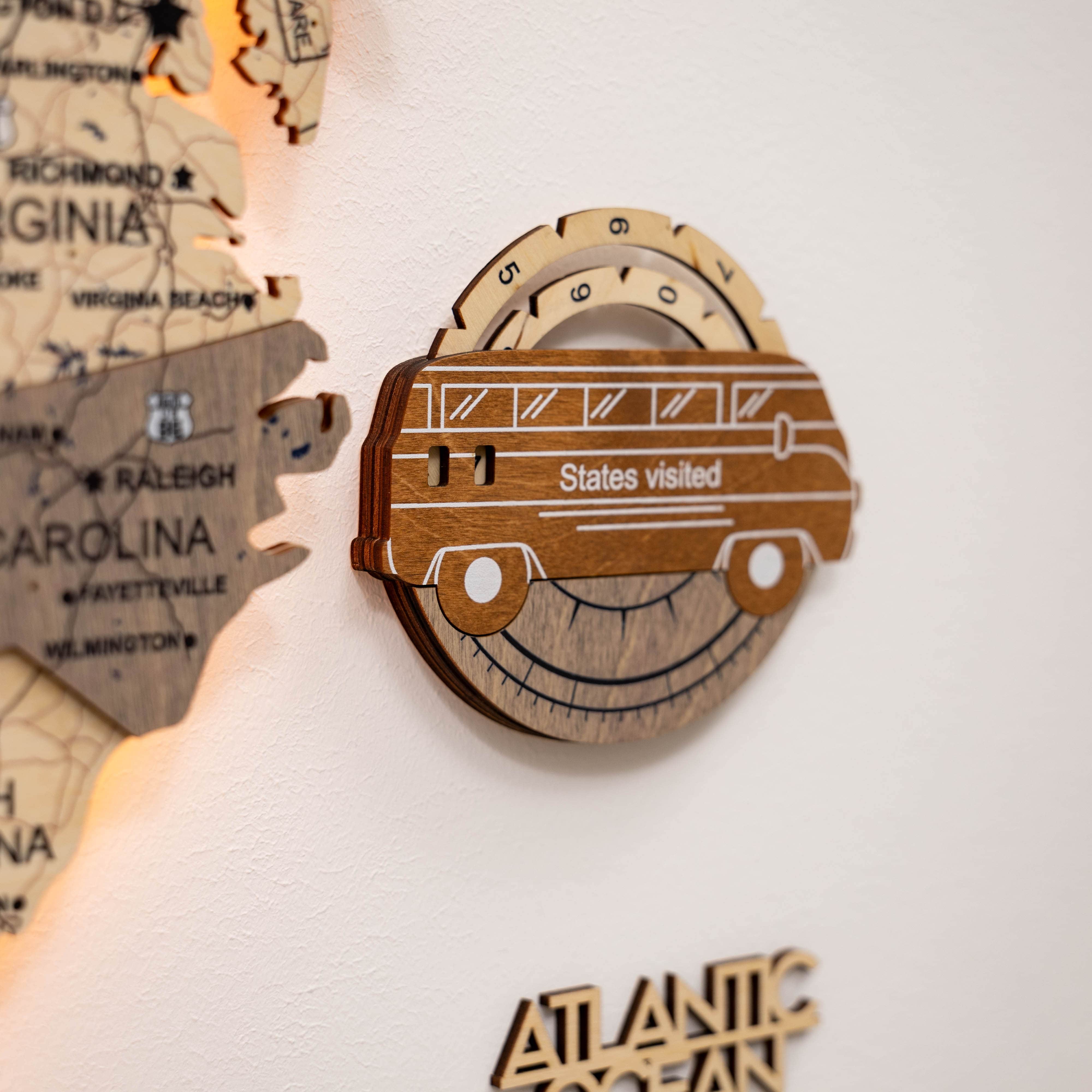 Travel Tracker 3D Wooden USA Map