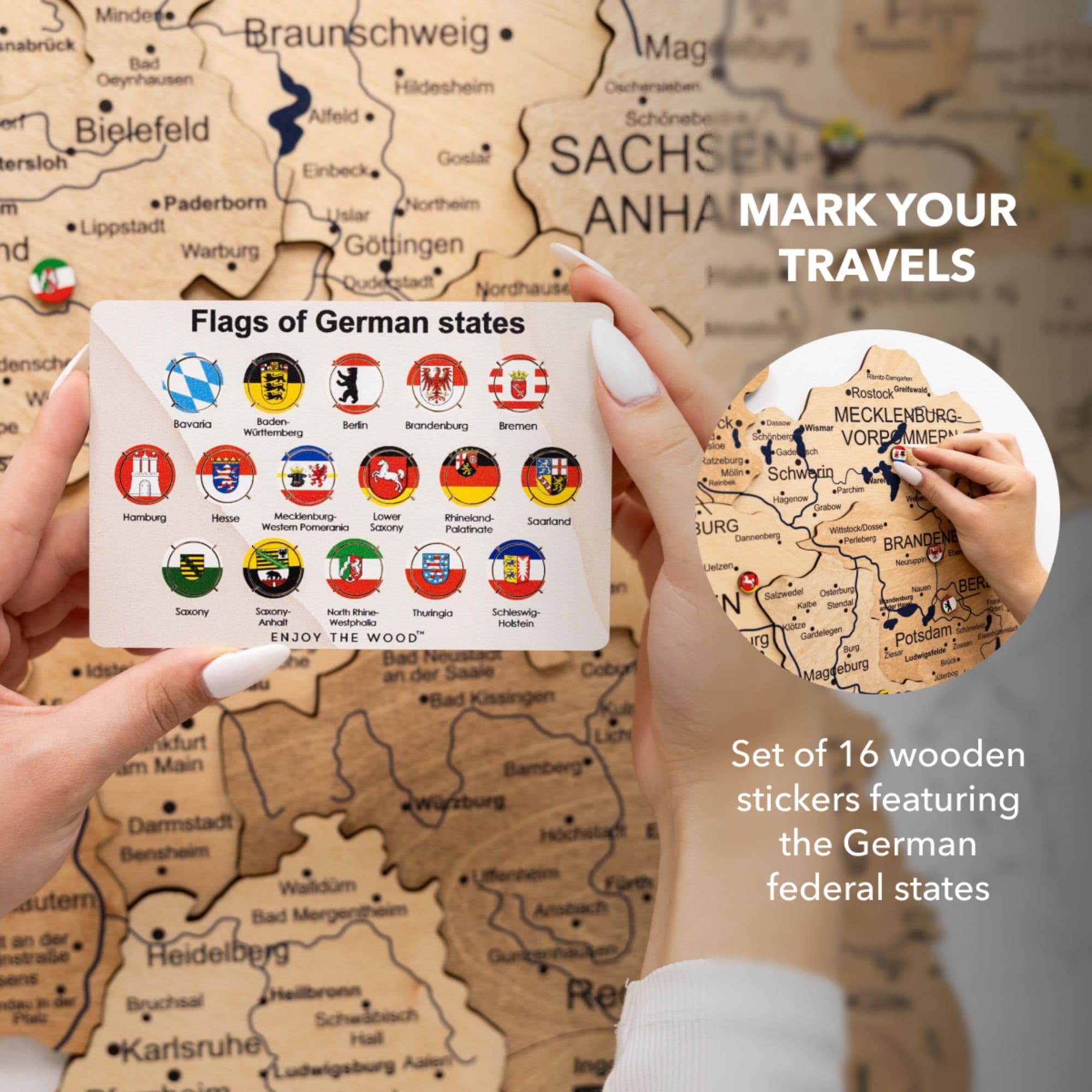 3D Germany Wooden Map Gold