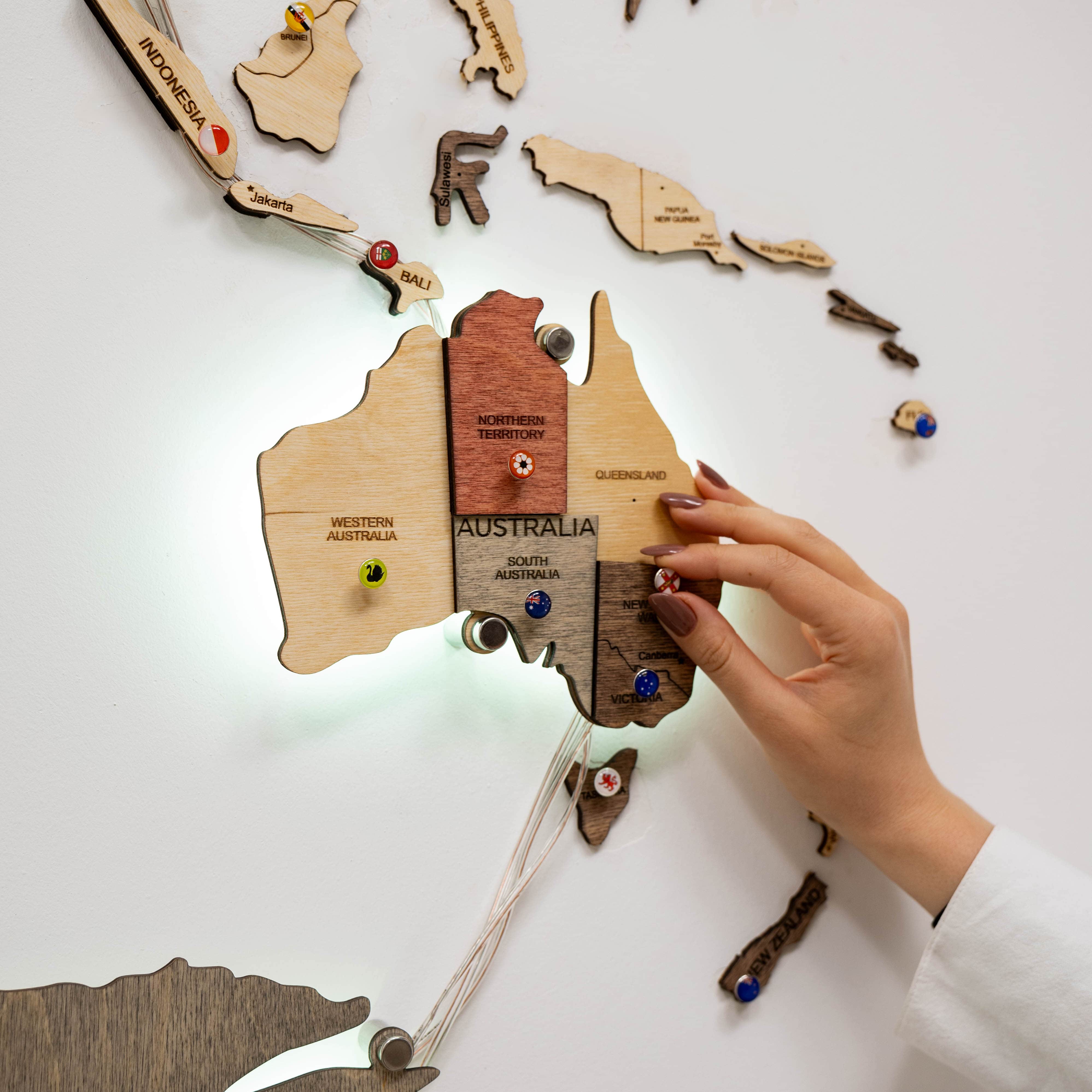 3D LED Wooden World Map 3.0 Fusion