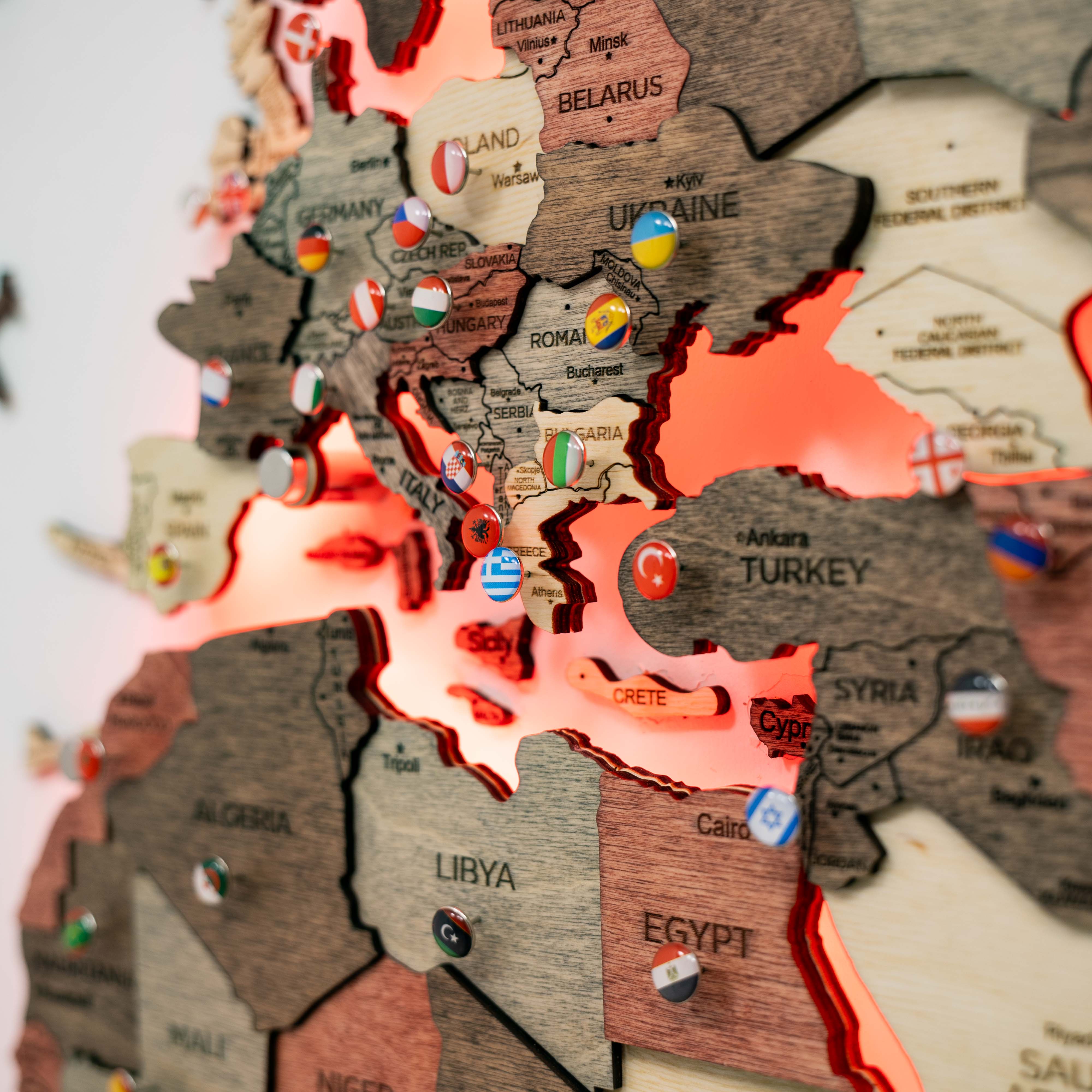 3D LED Wooden World Map 3.0 Fusion