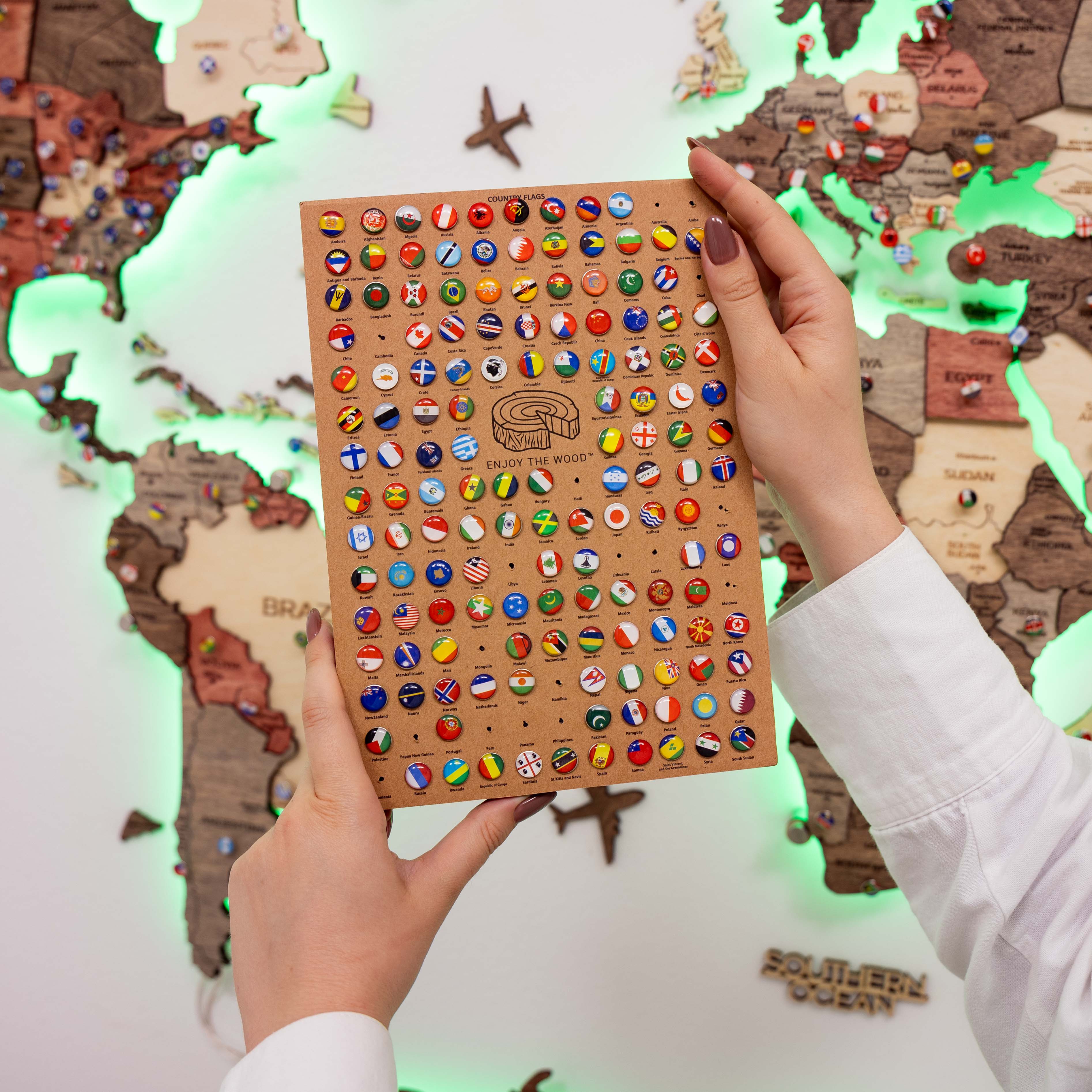 3D LED Wooden World Map 3.0 Fusion