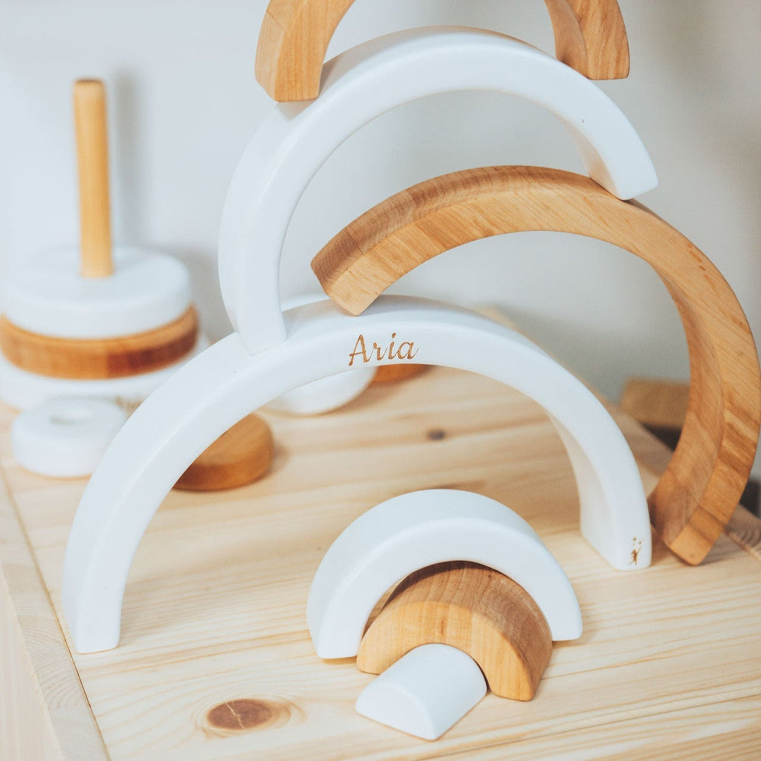 Wood & White Rainbow Stacker