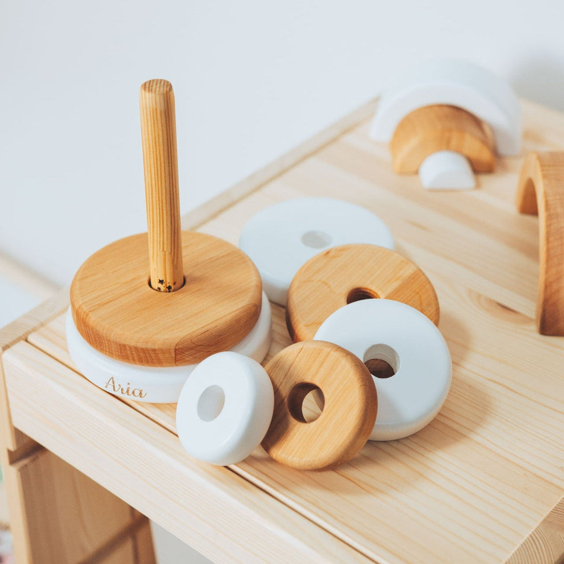 Wood & White Ring Stacker
