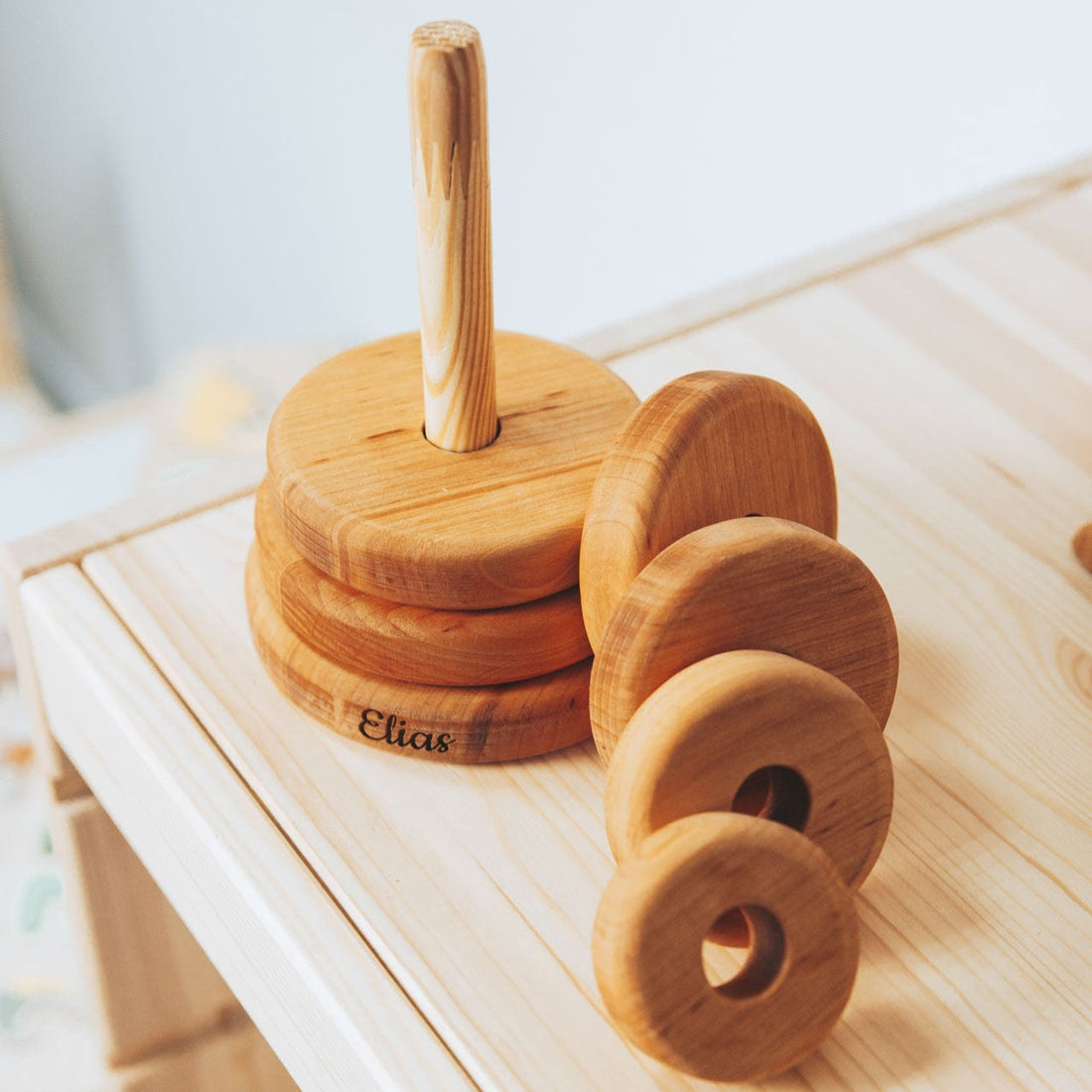 Natural Wood Ring Stacker