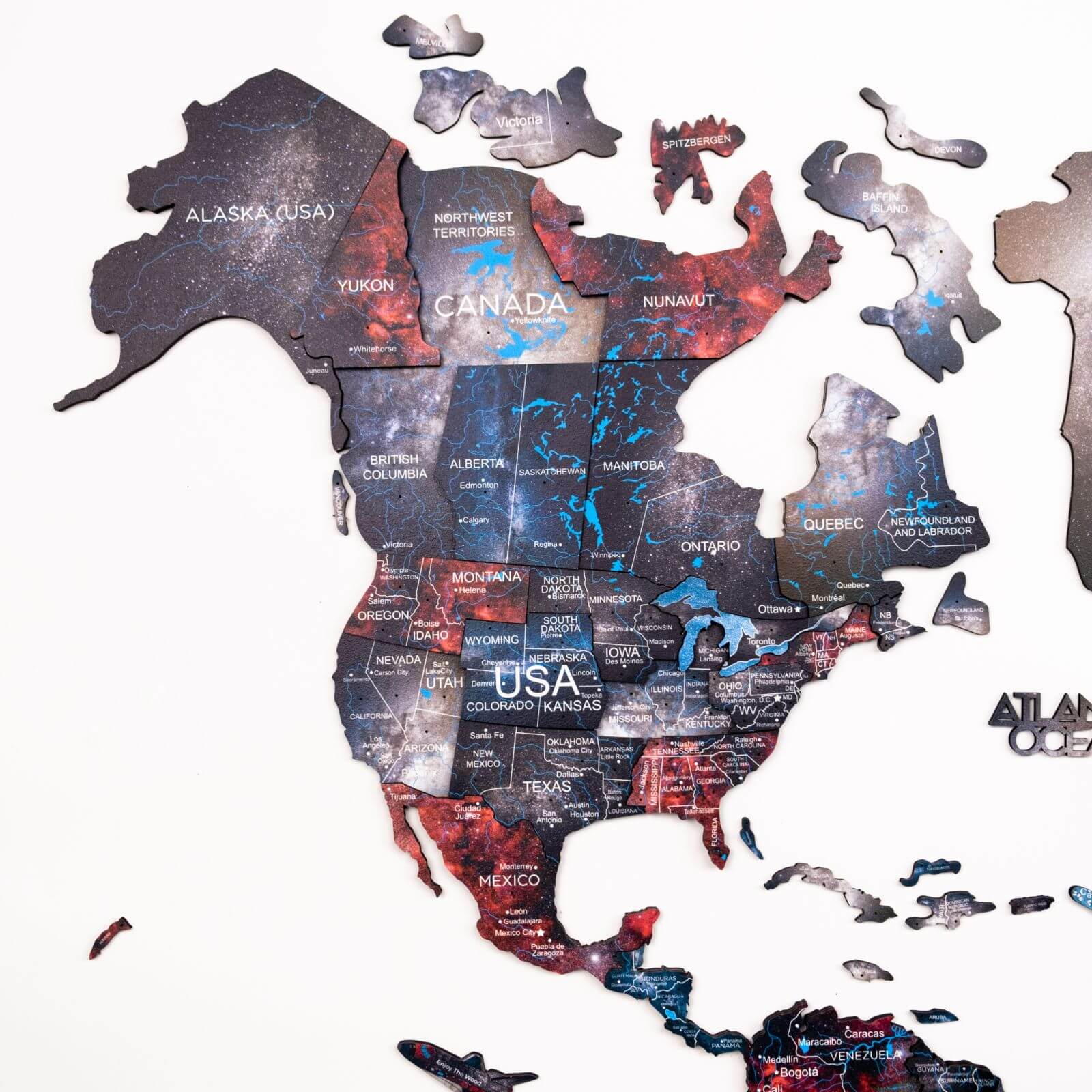 3D Wooden World Map Alcor