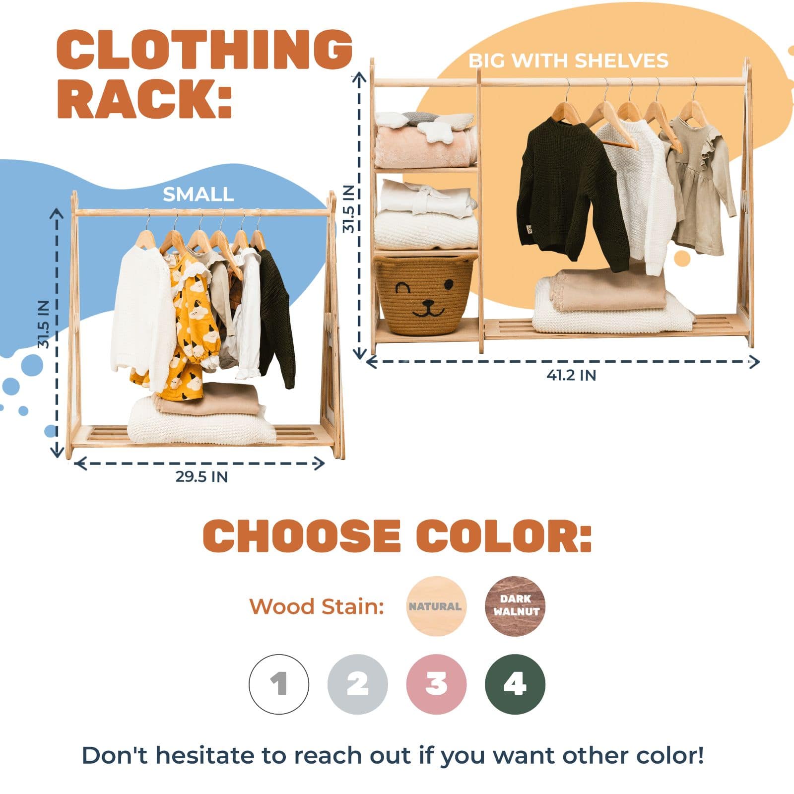 Wooden children's clothing rack