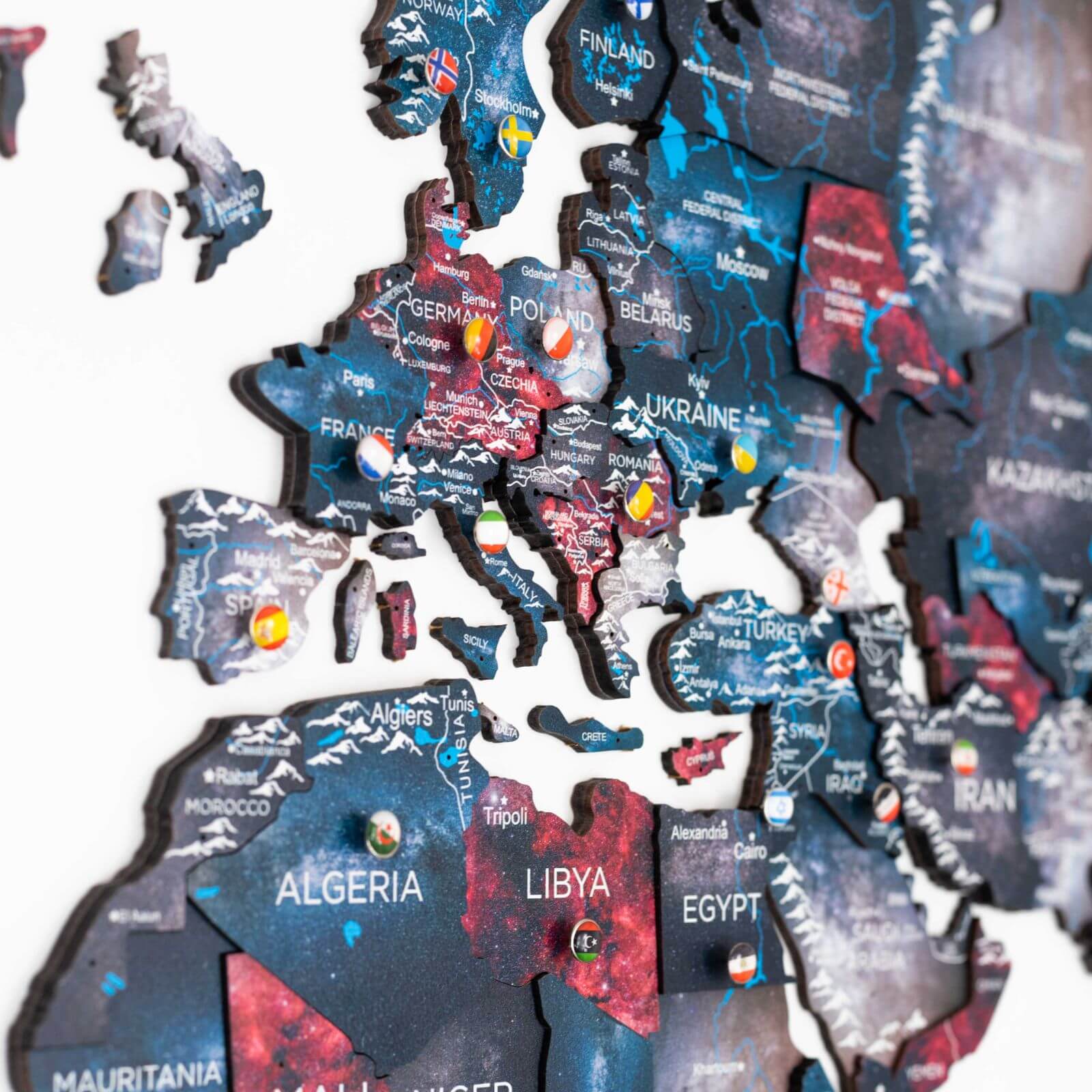 3D Wooden World Map Alcor