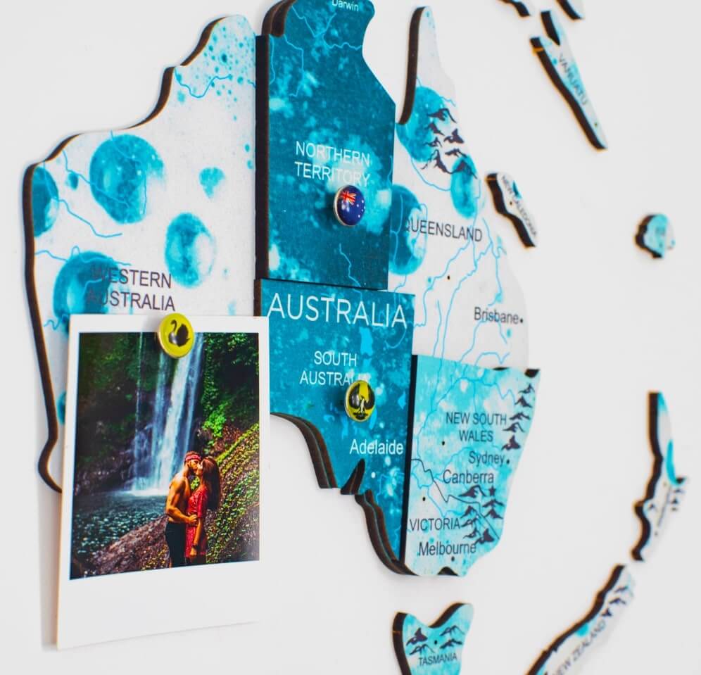 3D Wooden World Map Aurora