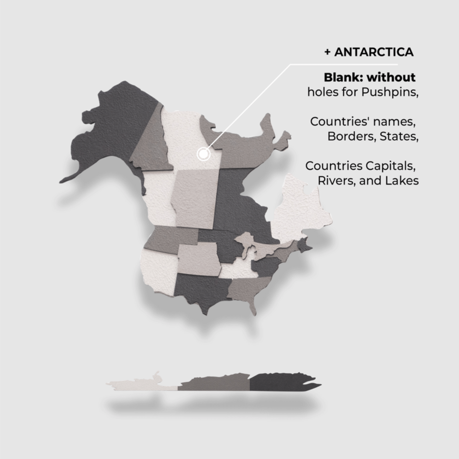 3D Wooden World Map Concrete