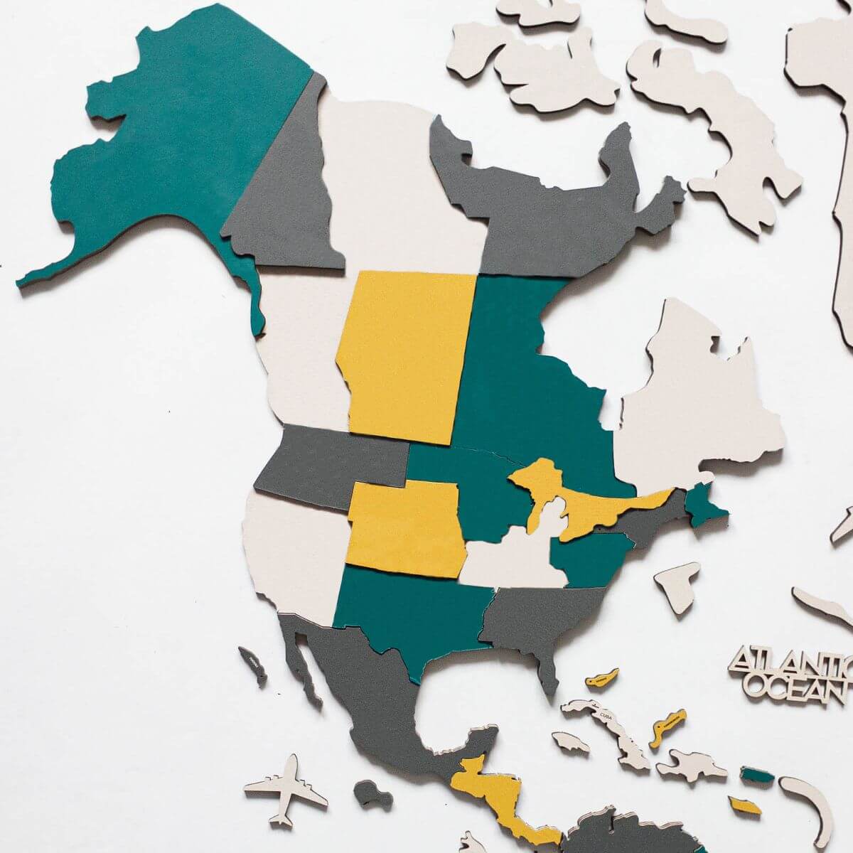 3D Wooden World Map Country