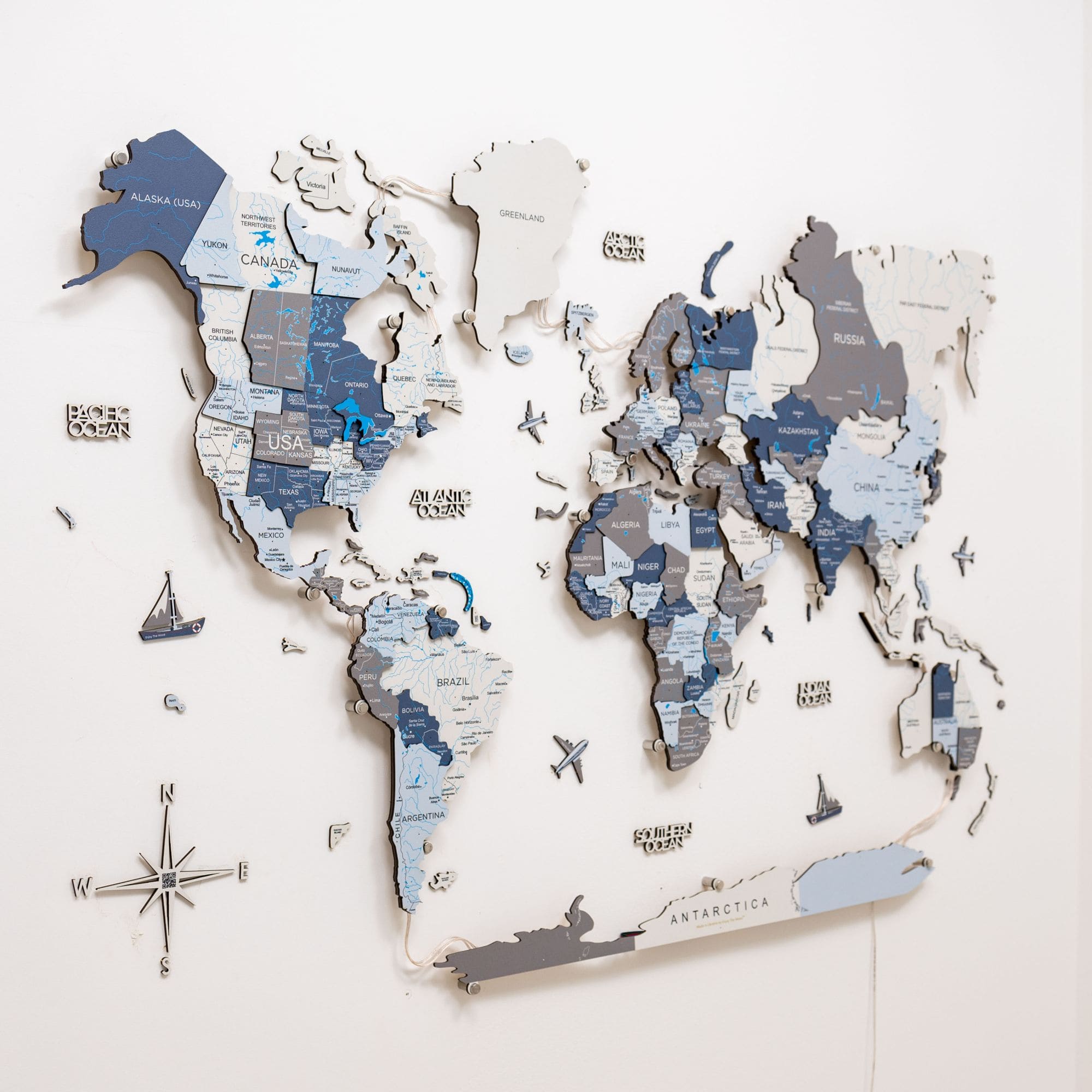 3D LED / LUMINOUS Wooden World Map 3.0 Cruise