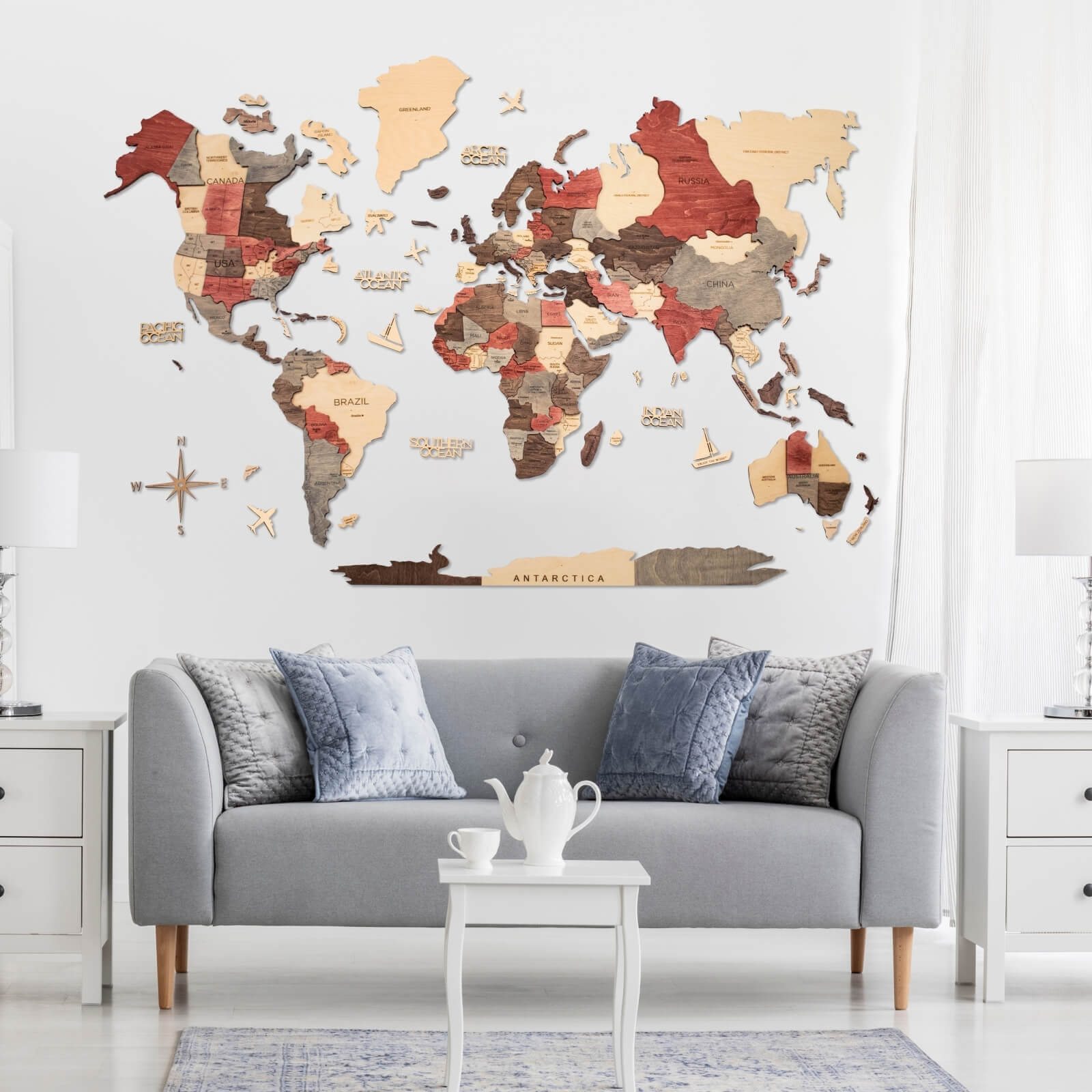 3D Wooden World Map Fusion