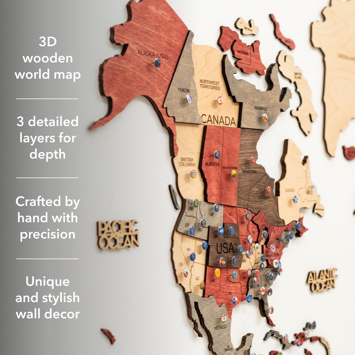 3D Wooden World Map Fusion