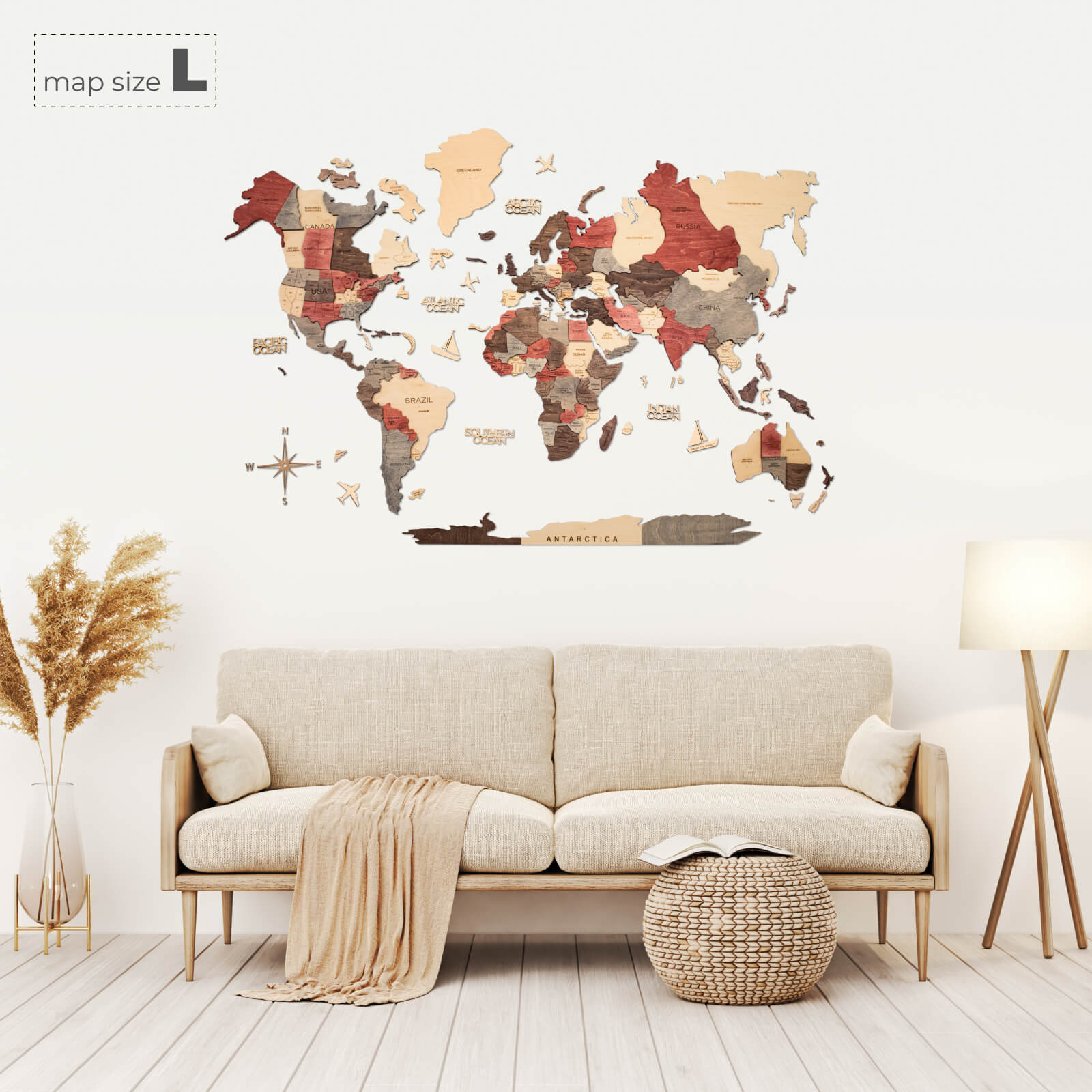3D Wooden World Map Fusion