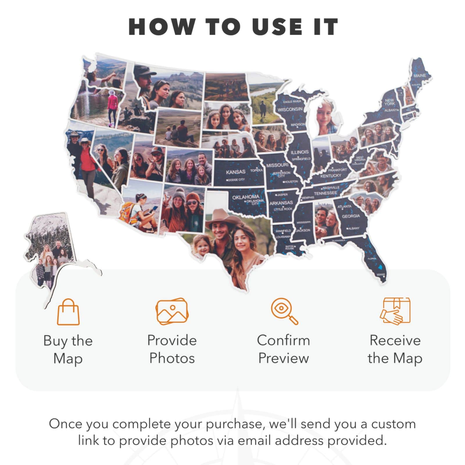 USA Photo Map Midnight