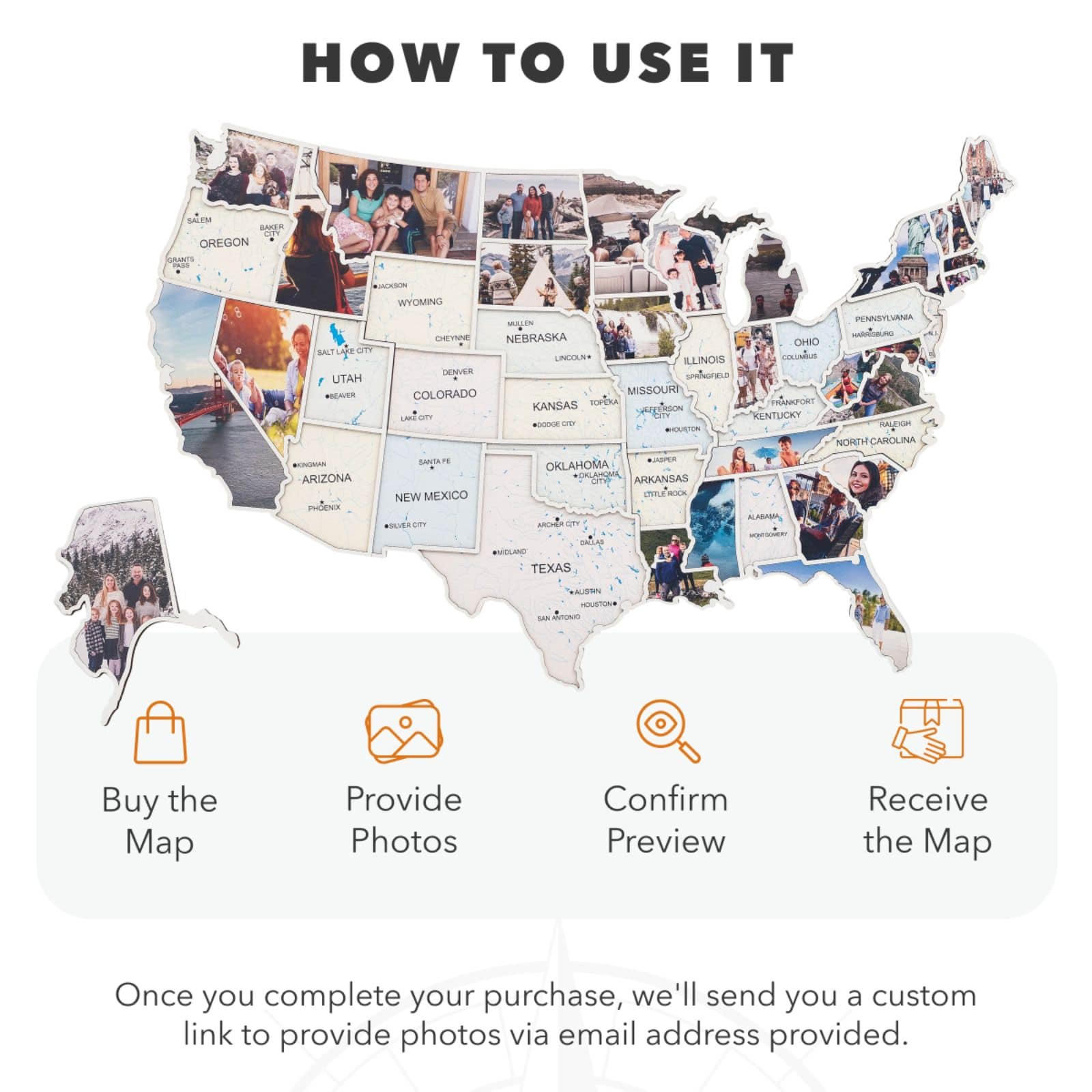 USA Photo Map Pastel