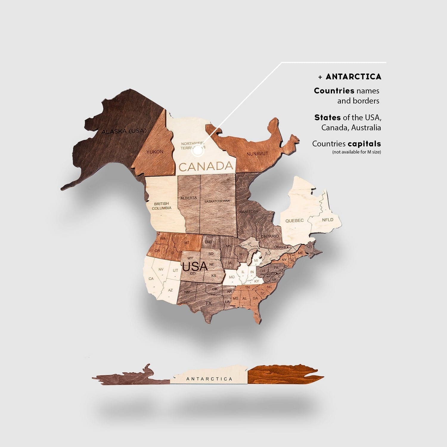 Wall Decor Bundle: 3D Wooden World Map with Flag Pins
