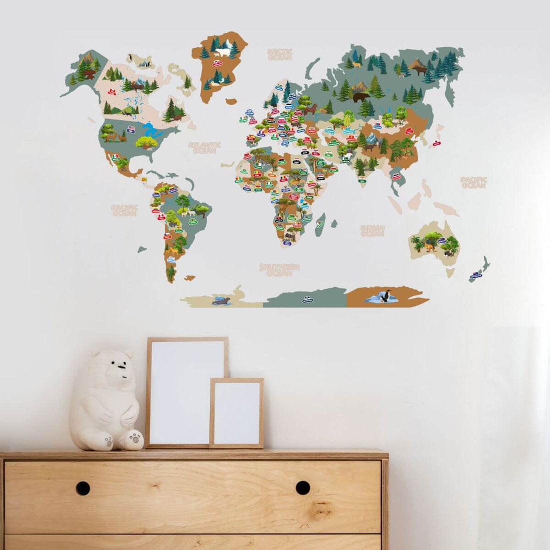 Kid's Wall Map Khaki
