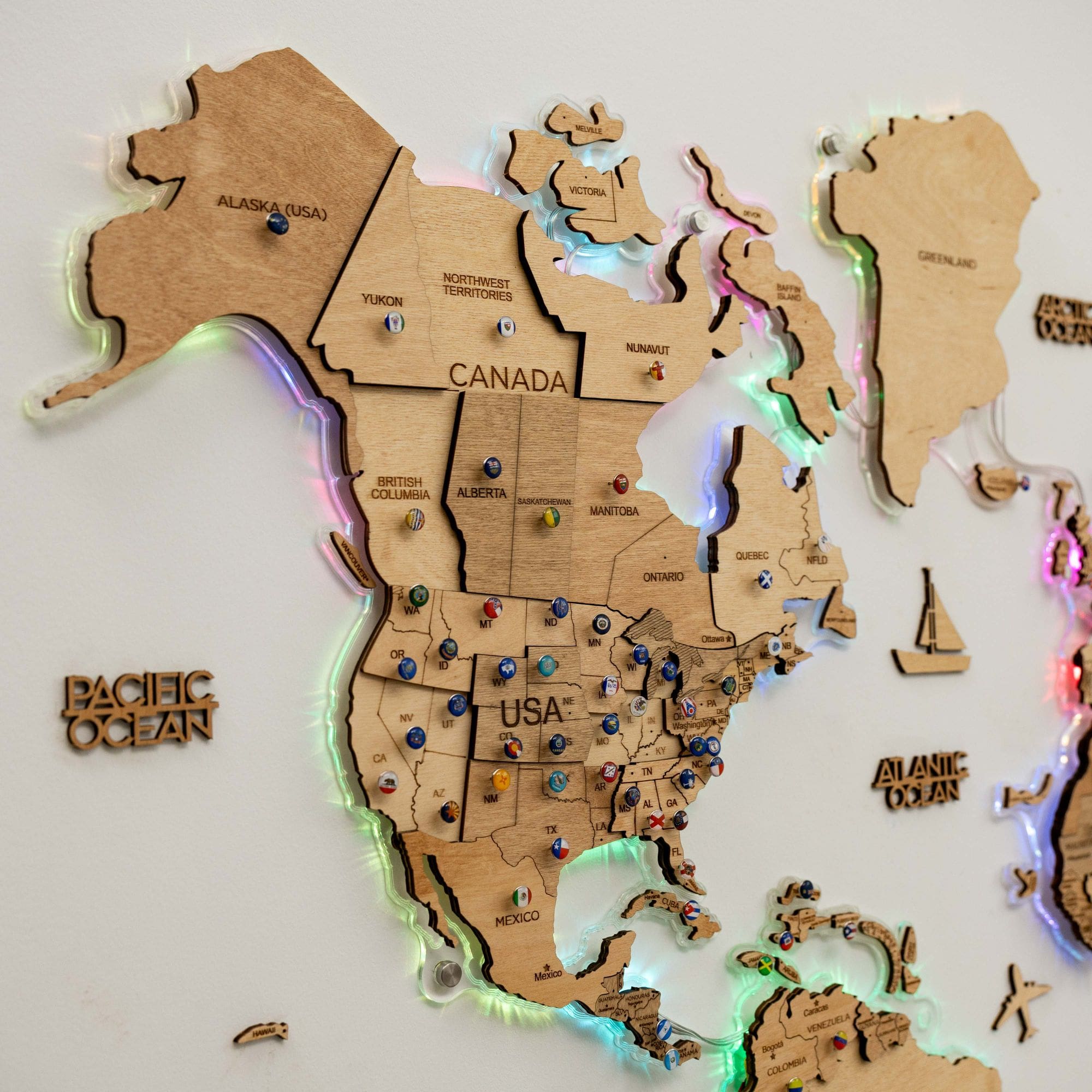 3D LED Wooden World Map 2.0 Light