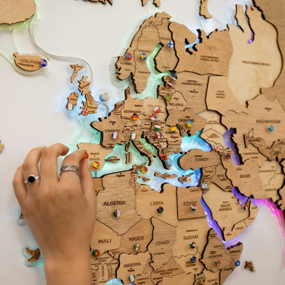 3D LED Wooden World Map 2.0 Light