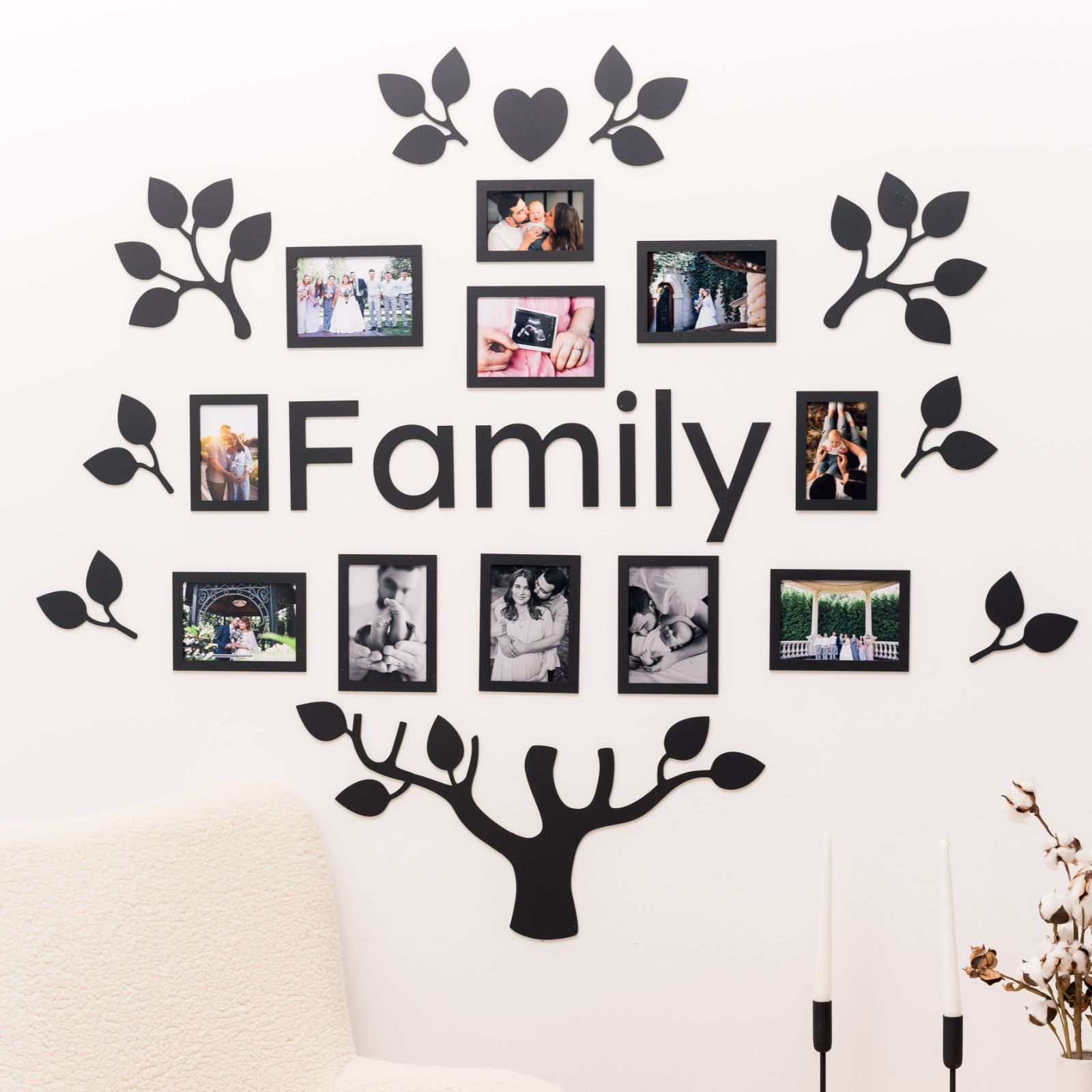 Wooden Led Family Tree - Black Ember