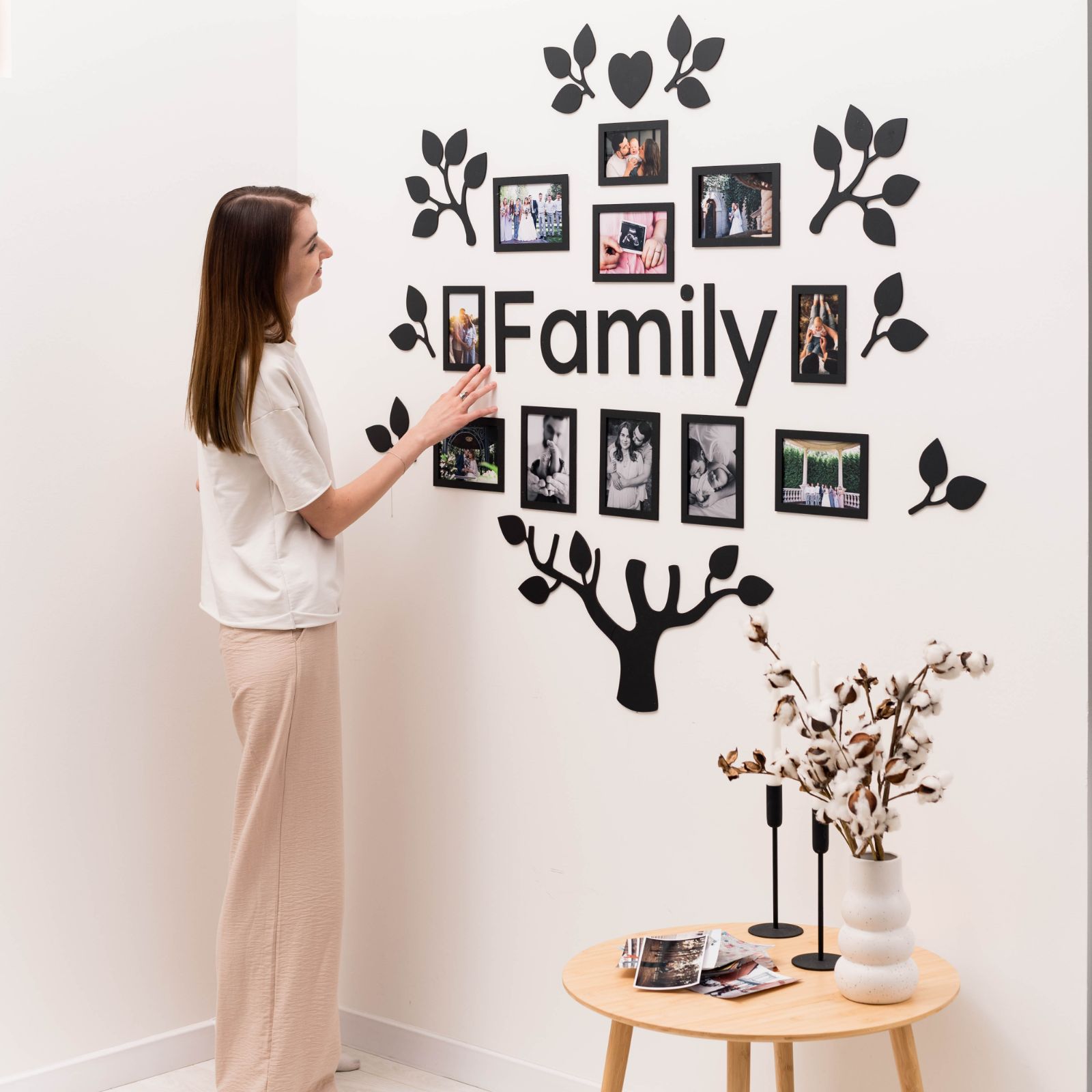 Wooden Led Family Tree - Black Ember