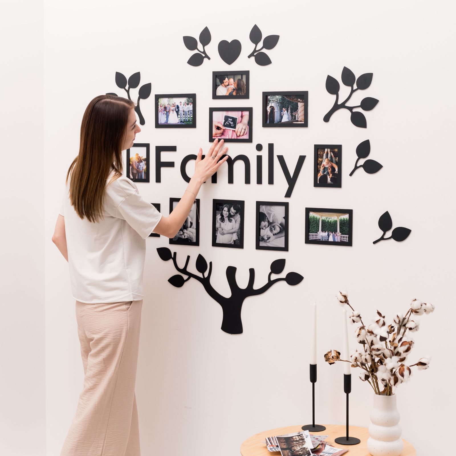 Wooden Led Family Tree - Black Ember
