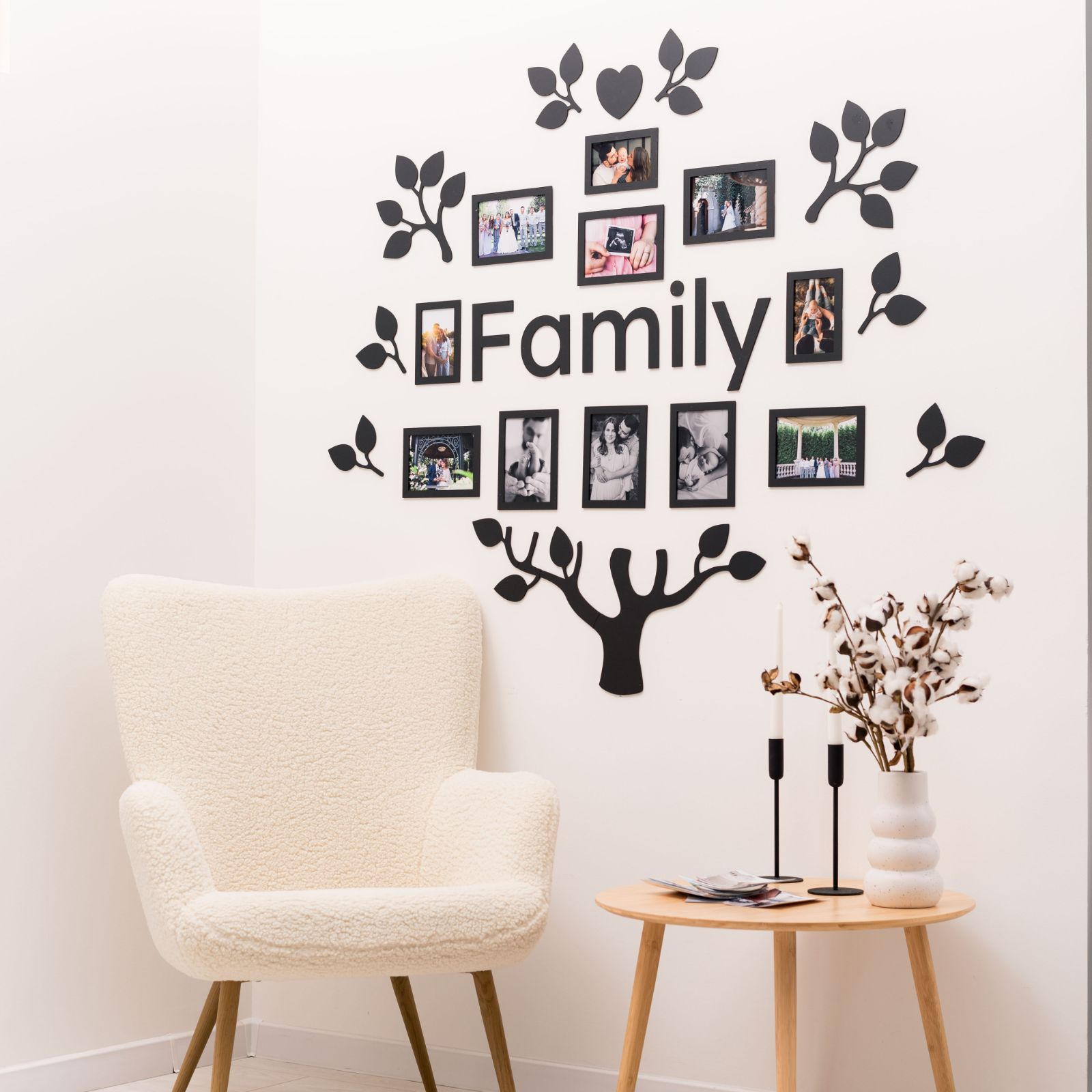 Wooden Led Family Tree - Black Ember