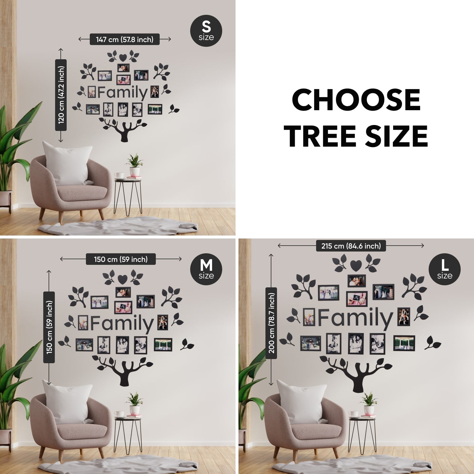 Wooden Led Family Tree - Black Ember